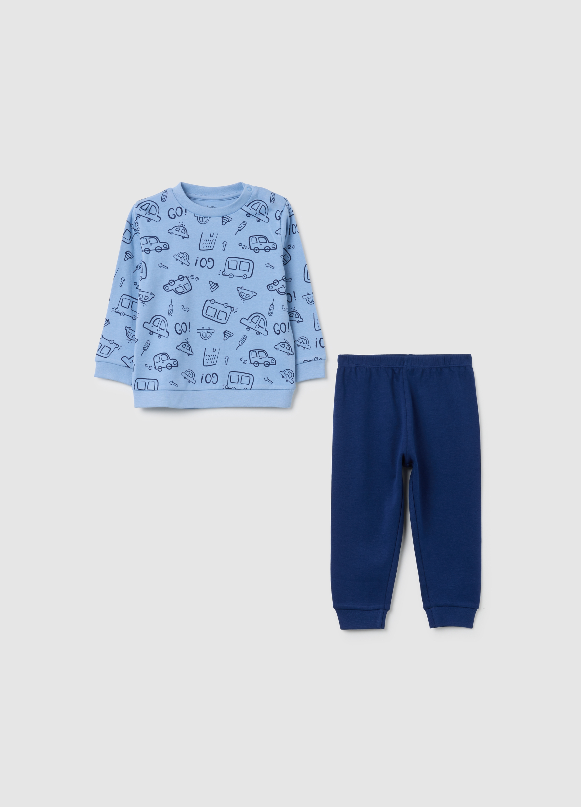 OVS, Pigiama Azzurro E Blu Con Stampa Veicoli, Junge, Himmelblau/Blau, Größe: 12-18