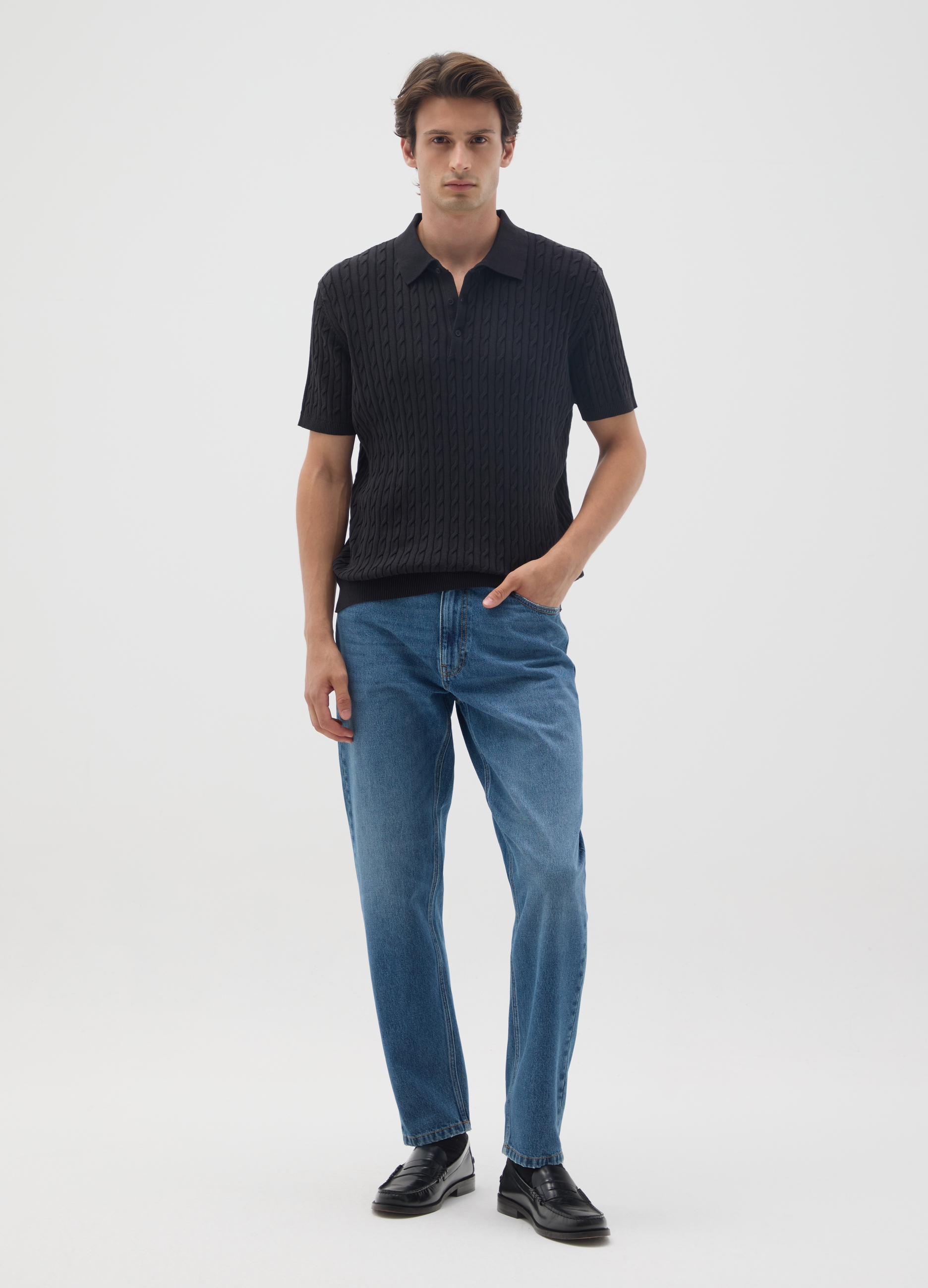 Jeans Azul De Algodón Puro Ajuste Relajado, Hombre, Azul claro, Talla: 54