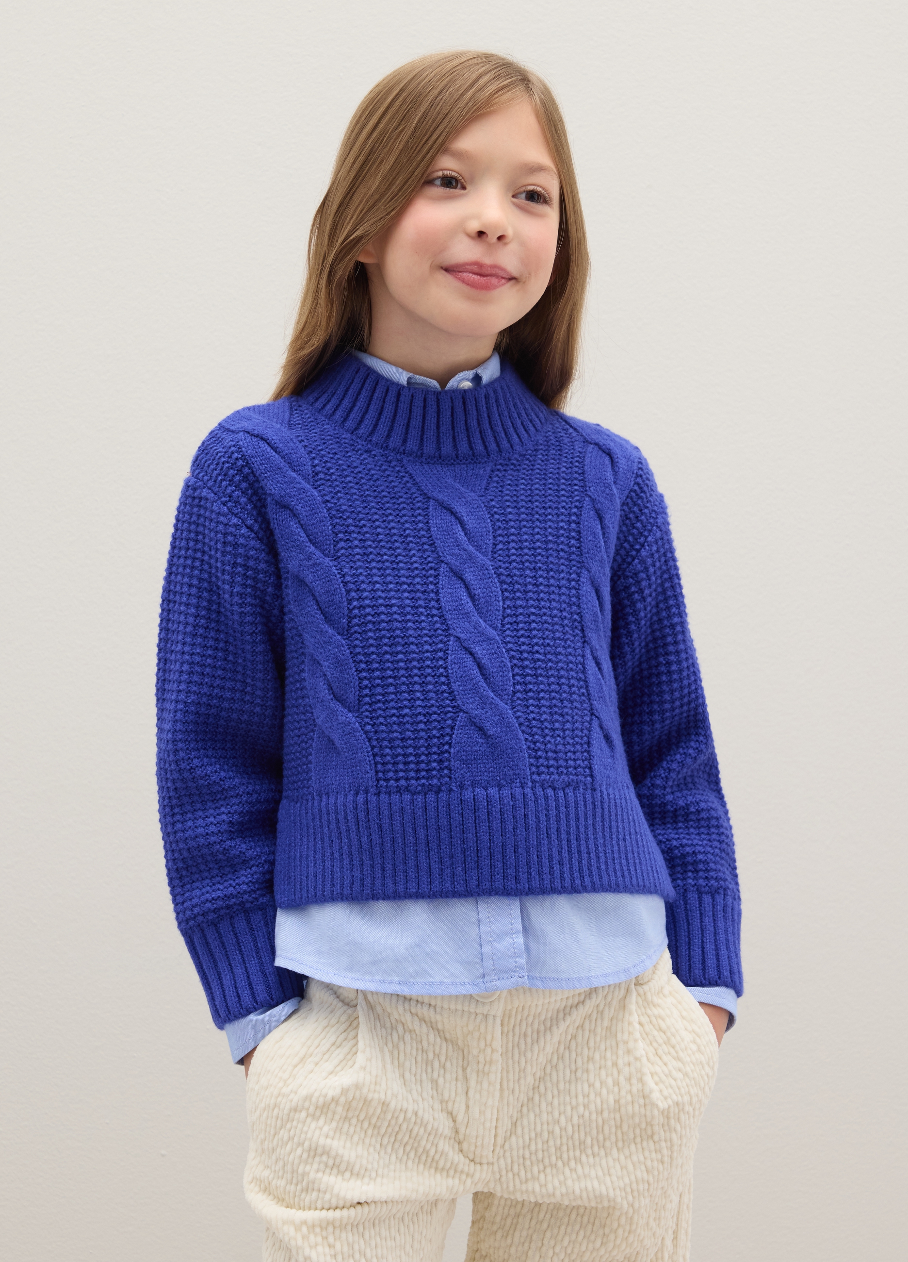 PIOMBO KIDS, Maglione Blu A Collo Alto Lavorato A Maglia, Bambina, Blu, Taglia: 6