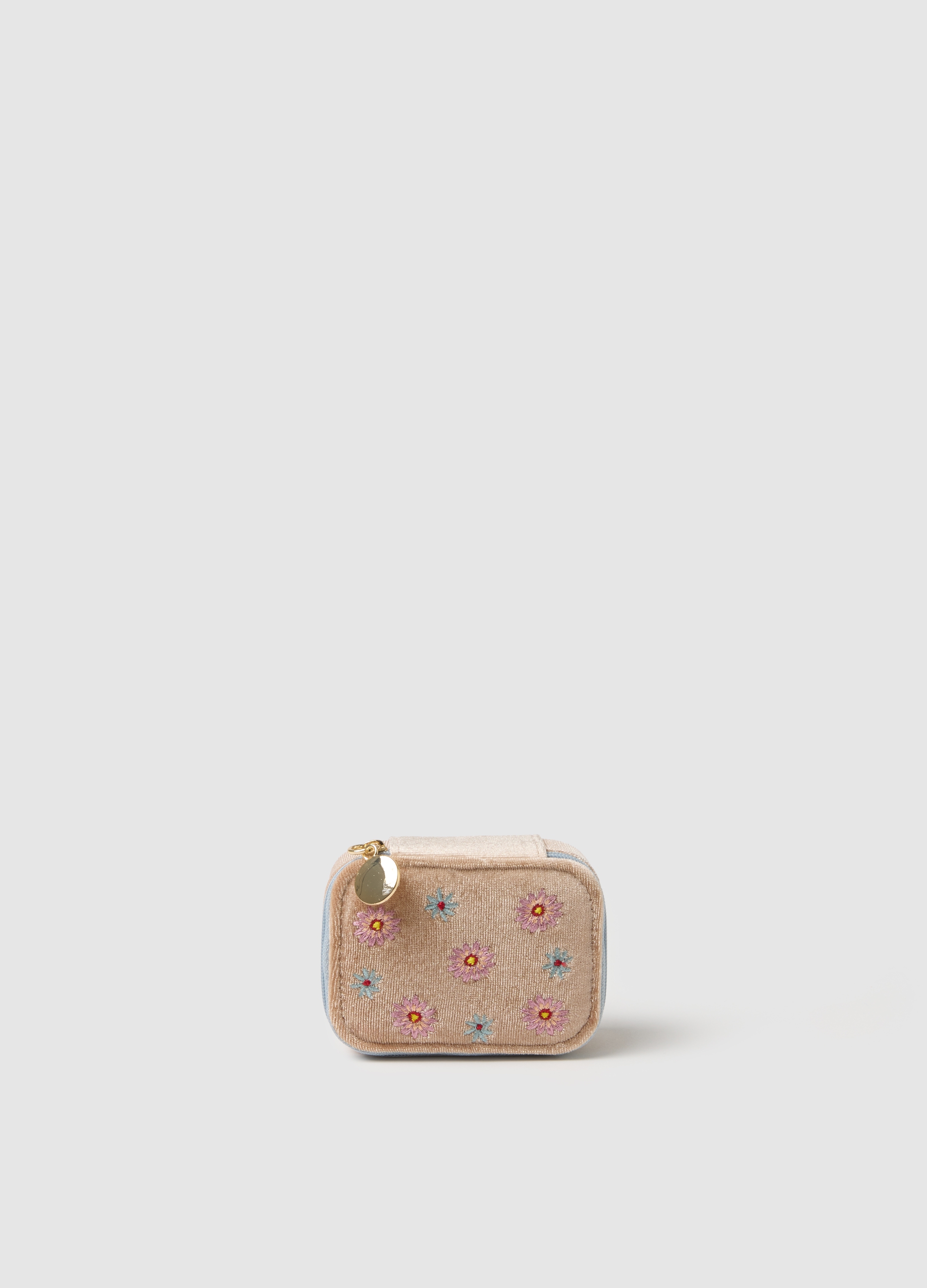 OVS, Scatola Portagioie Multicolor Con Ricami Floreali E Zip, Donna, Multicolor, Taglia: ONE SIZE