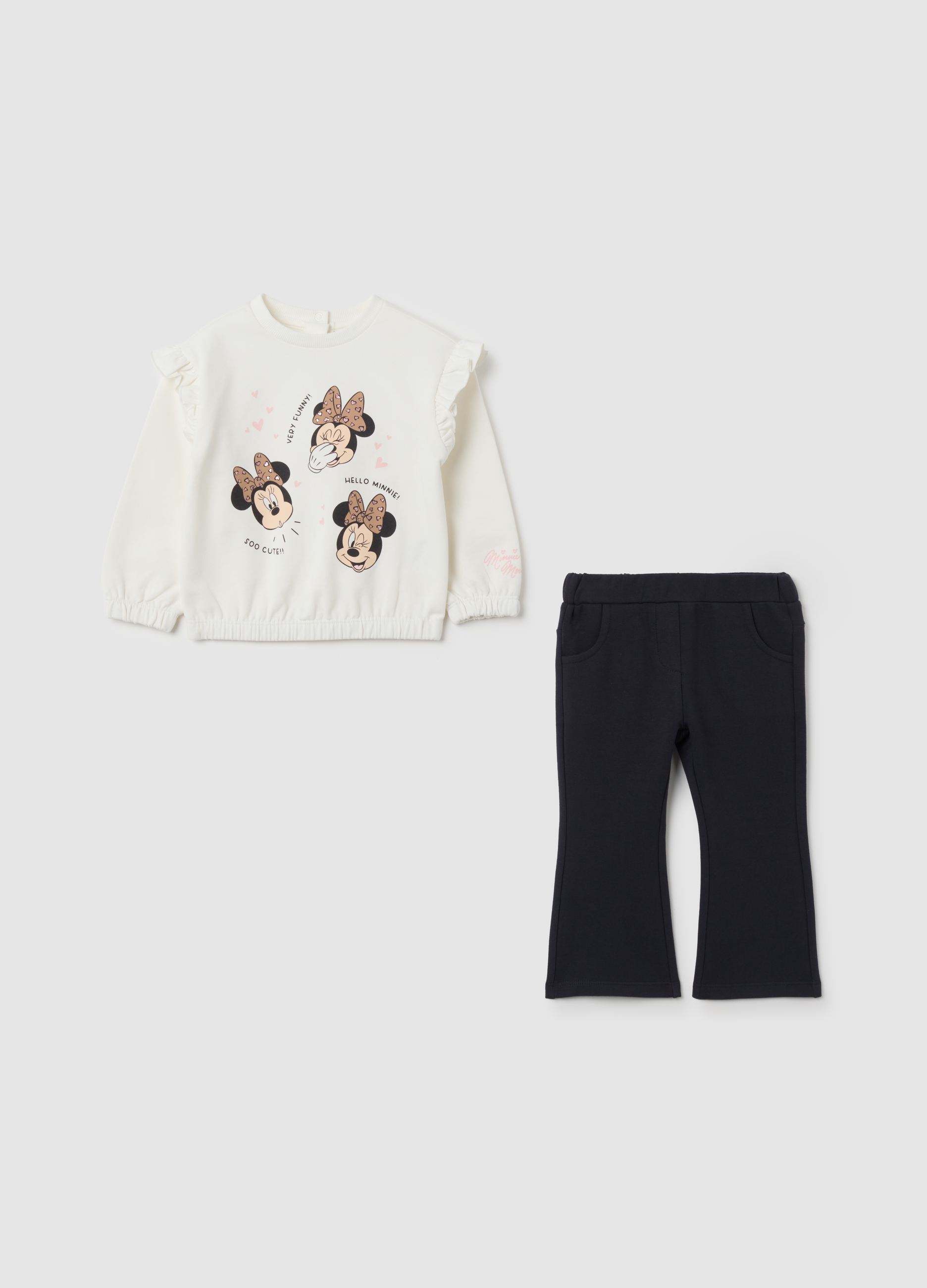 OVS, Completo Da Bambina In Cotone Elasticizzato Bianco E Blu, Mädchen, Reinweiß, Größe: 9-12