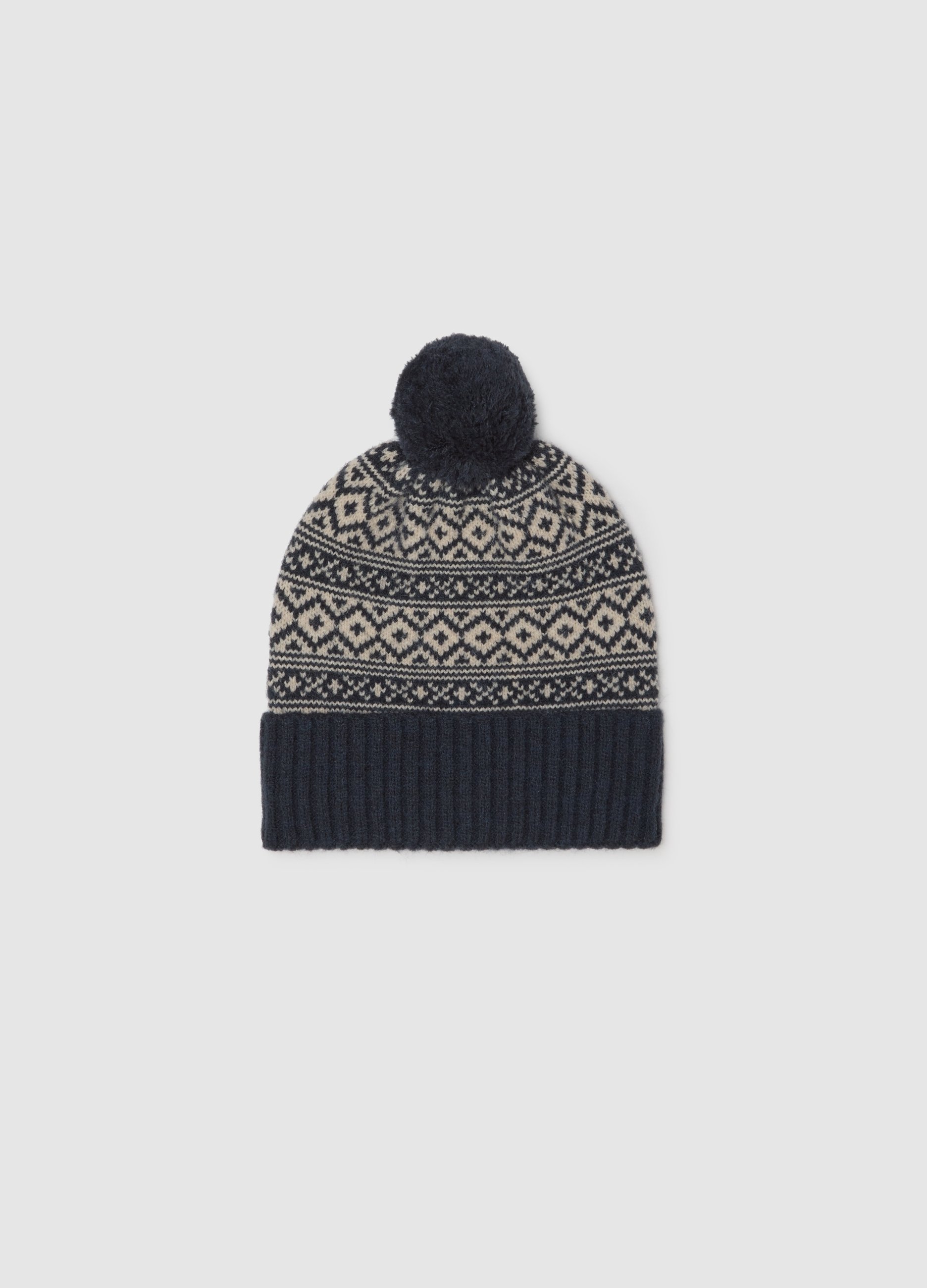 Gorro Multicolor Con Pompon, Hombre, Azul/Blanco, Talla: FASUL