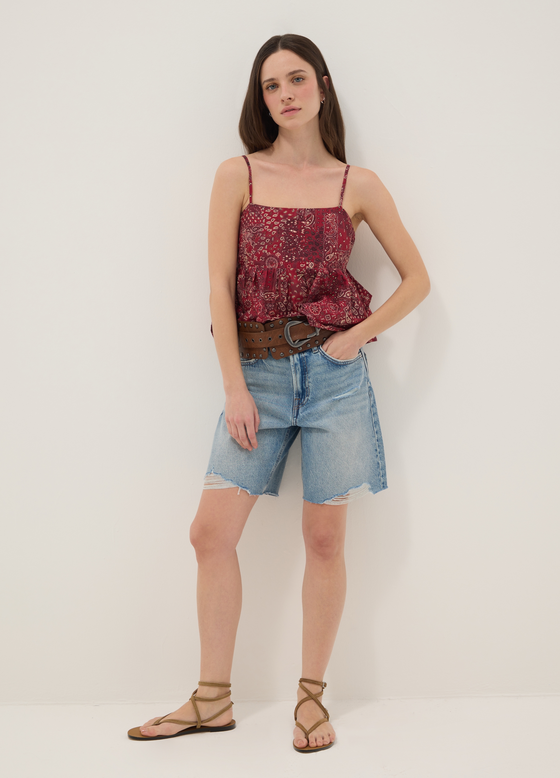 B.ANGEL, Shorts De Mezclilla Azul Puro De Algodón Con Ajuste Recto, Mujer, Azul claro, Talla: 36