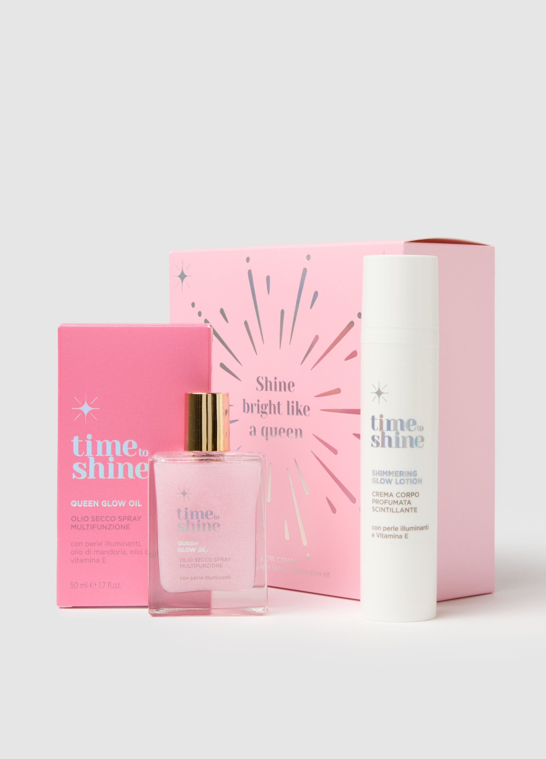 TIME TO SHINE, Time To Shine Kit Shine Queen X2 (olio Pink + Body Lotion), Donna, , Taglia: FASUL