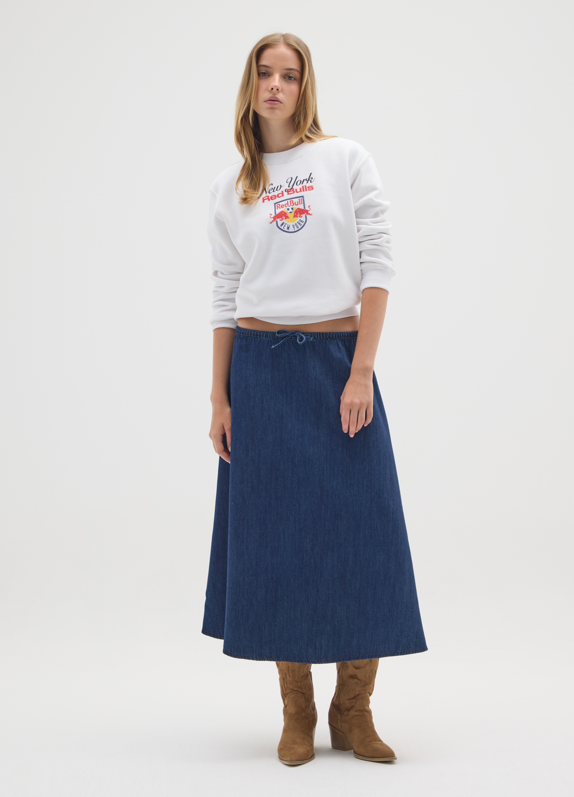 OVS, Felpa Bianca In Misto Cotone Con Logo Red Bulls New York, Donna, Bianco, Taglia: XL