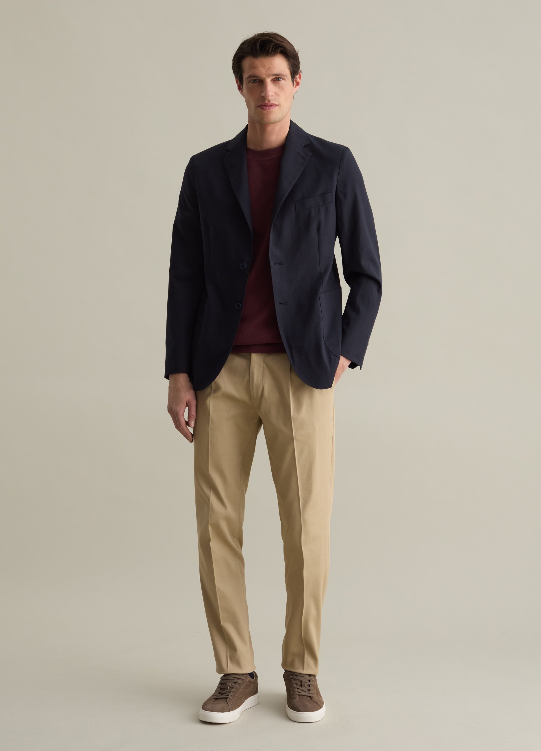 PIOMBO, Blazer In Lyocell, Cotone E Lino, Uomo, Blu, Taglia: 46