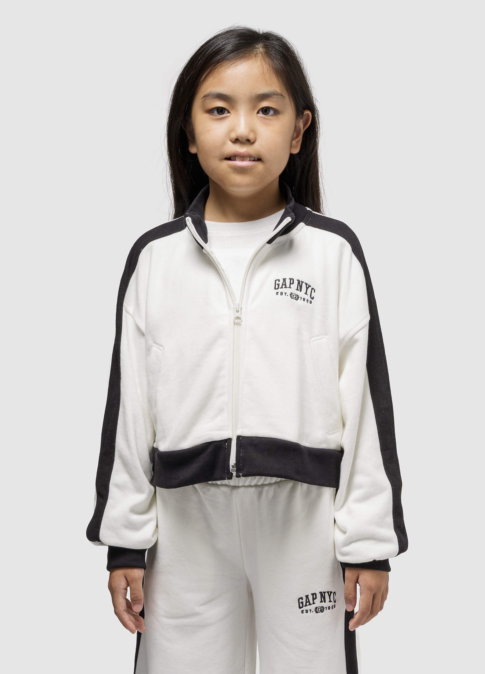 GAP KIDS, Felpa Con Zip E Logo Gap, Bambina, Bianco, Taglia: L