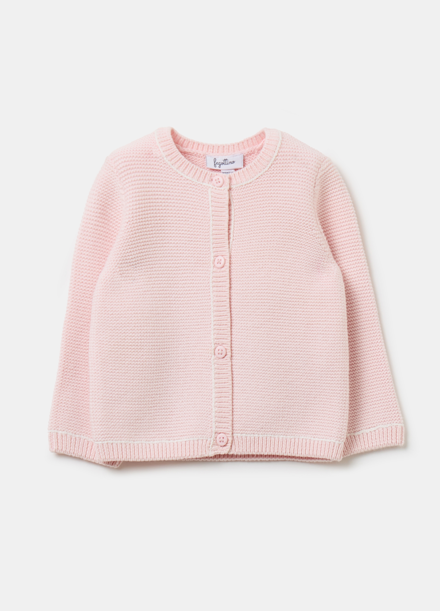 FAGOTTINO, Cárdigan De Algodón Orgánico Otomán, Bebé Niño, Rosa Claro, Talla: 3-6