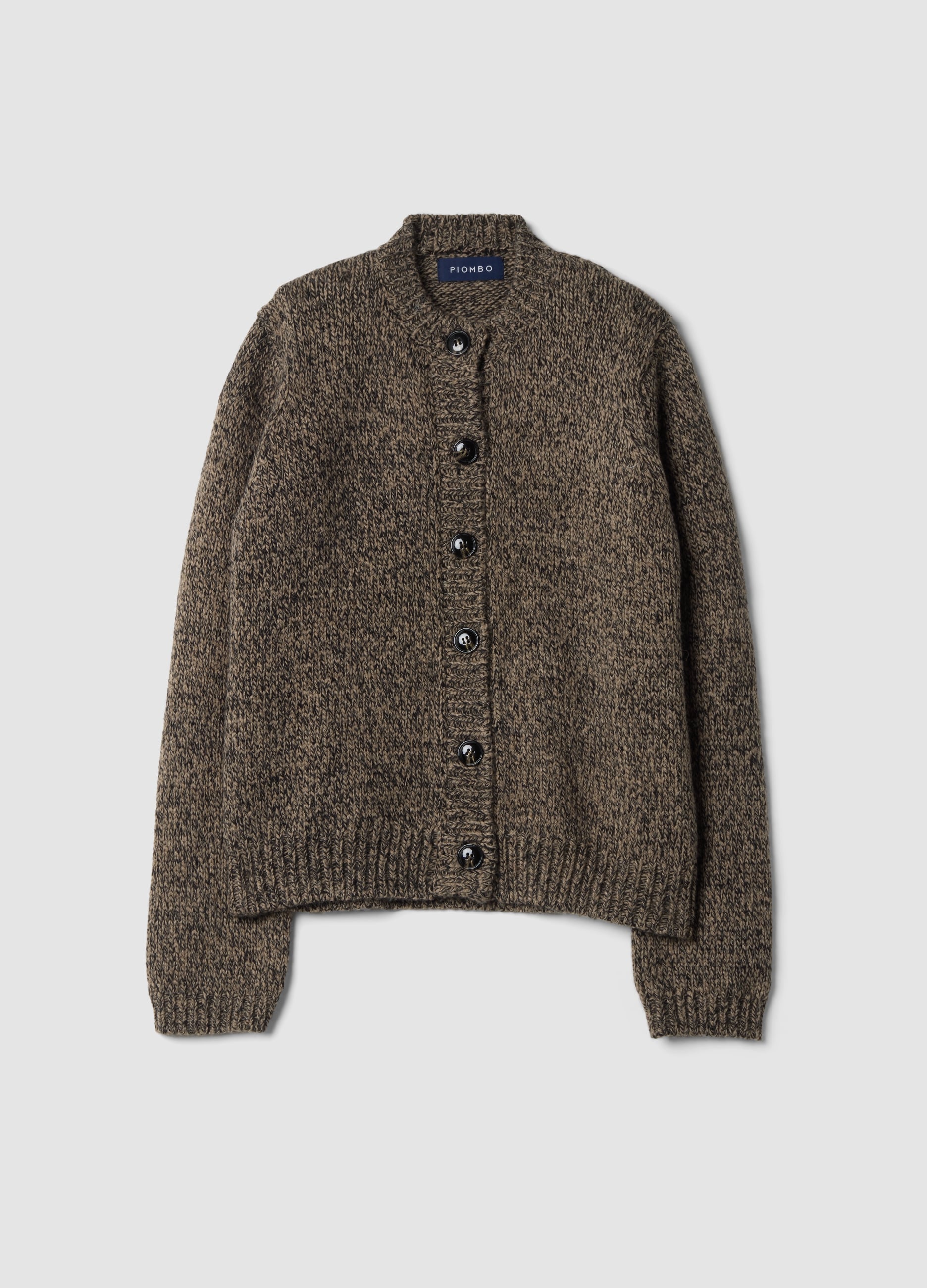 Piombo Contemporary, Cardigan Marrone In Misto Lana Con Girocollo Regular Fit, Donna, Marrone, Taglia: XS
