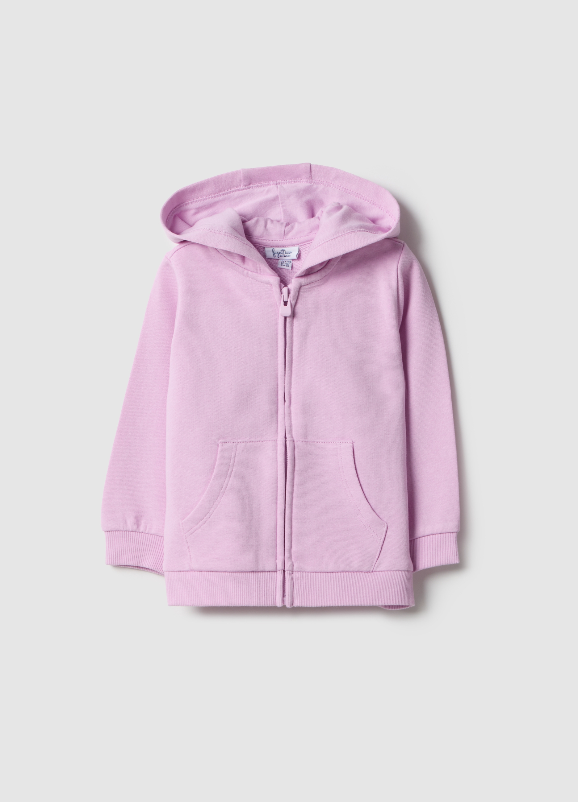 FAGOTTINO, Sudadera Con Capucha Morada Para Niña En Algodón Puro Ajuste Regular, Niña, Lila claro, Talla: 24-30