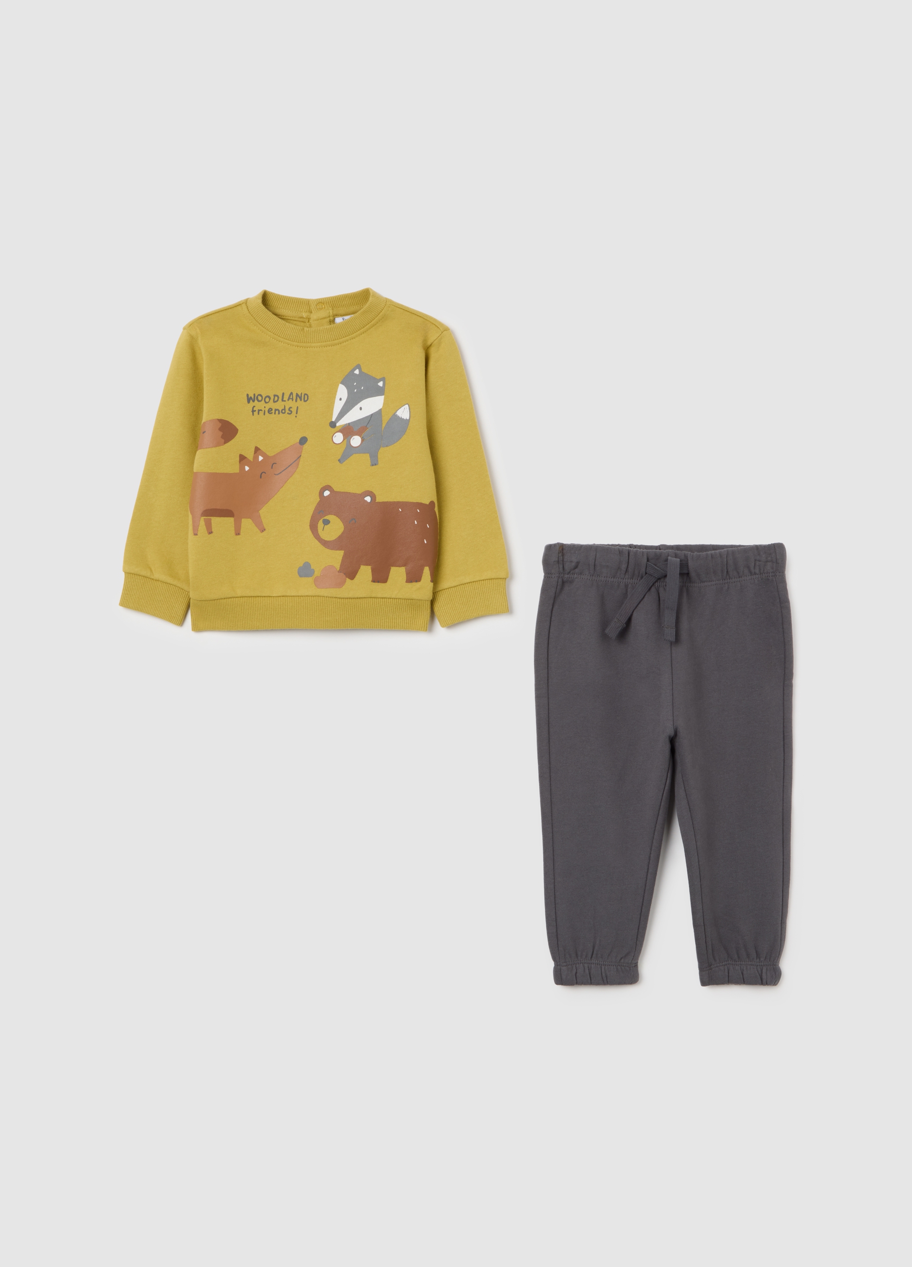 FAGOTTINO, Completo Felpa Giallo E Pantaloni Grigi, Bambino, Nero, Taglia: 30-36