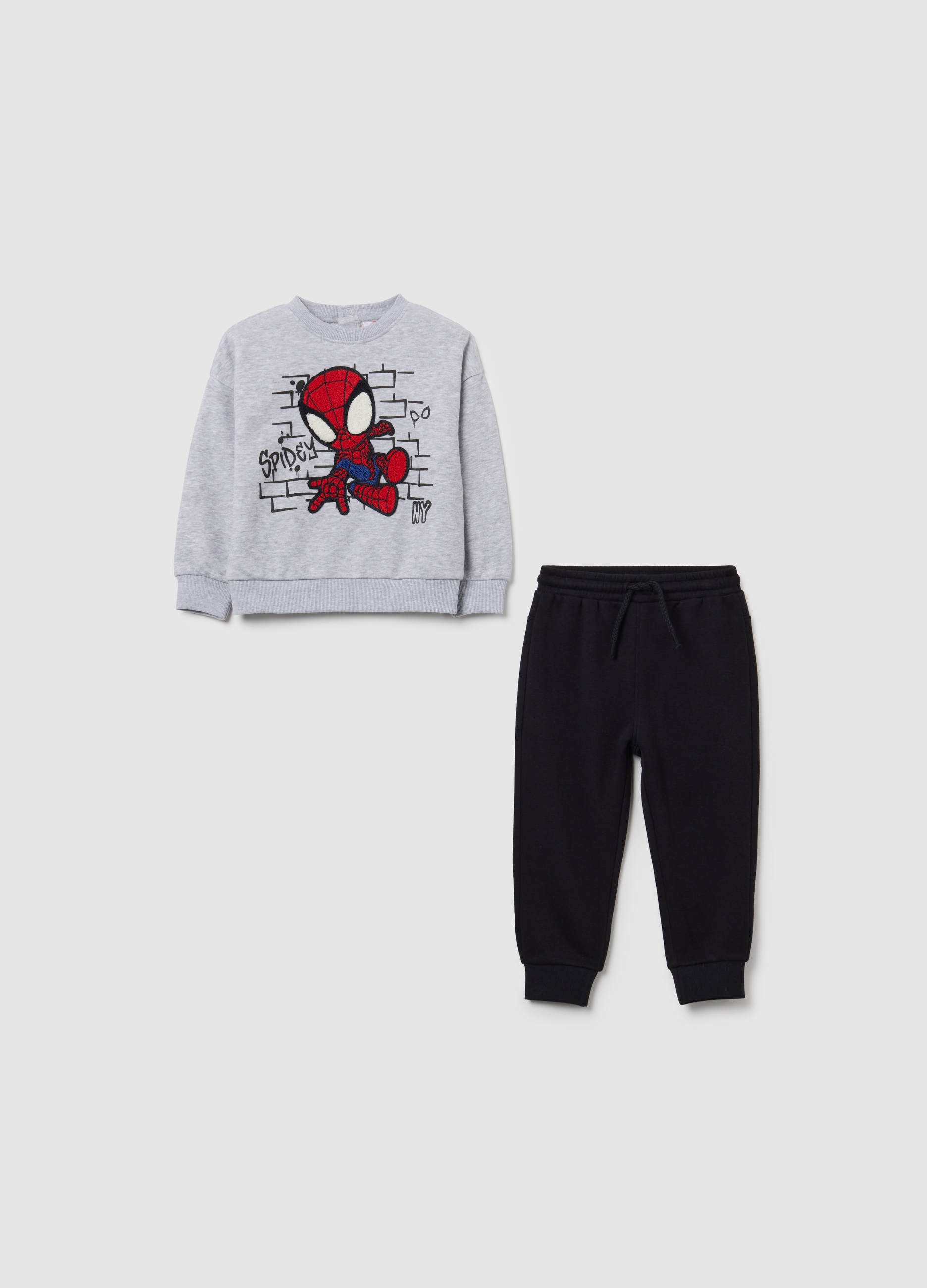FAGOTTINO, Conjunto De Jogging Infantil En Mezcla De Algodón Gris Y Negro De Spider-man, Niño, Grey/Black, Talla: 30-36