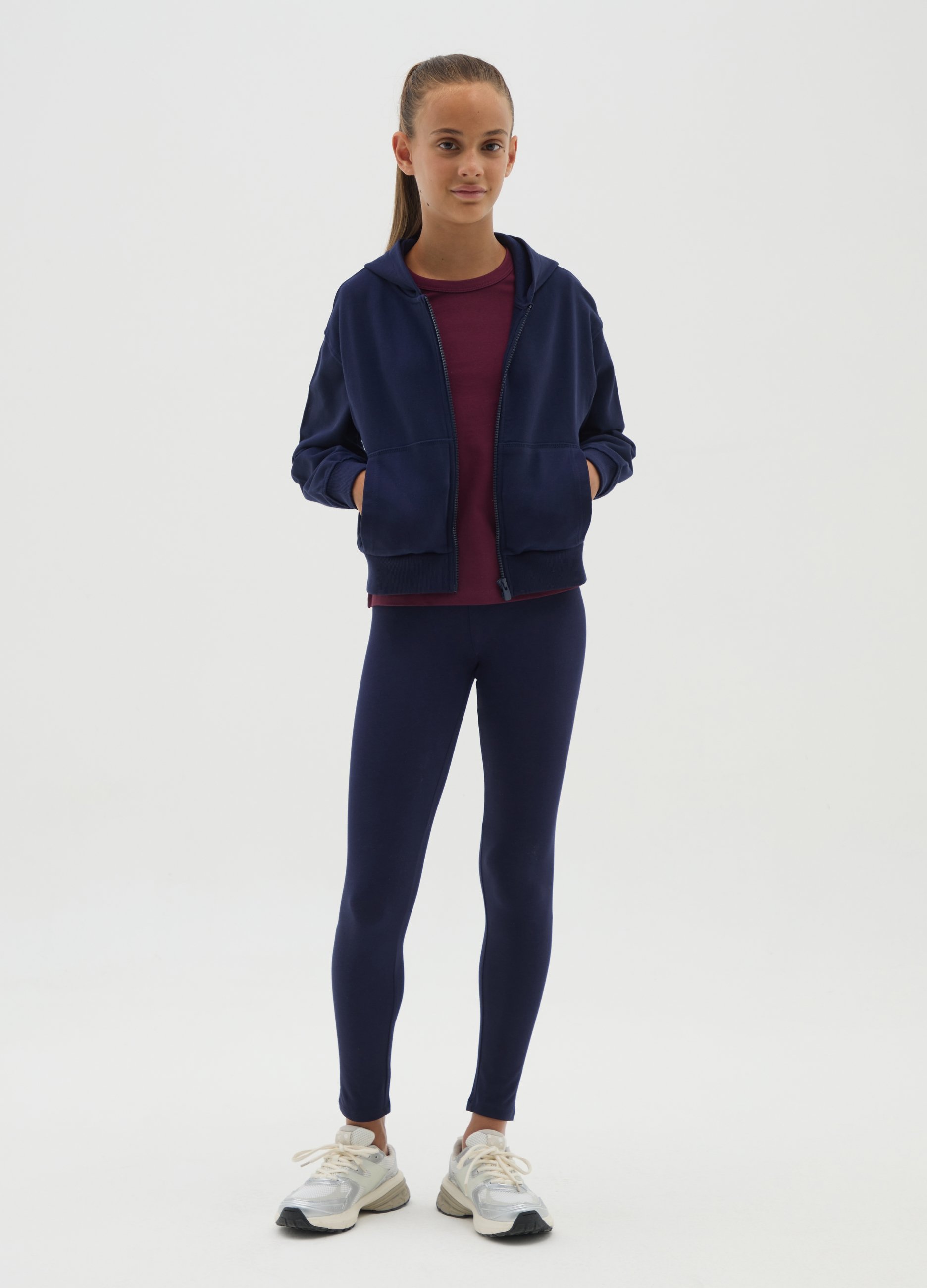 Leggings Ajustados De Algodón Azul Para Niñas, Niña, Azul oscuro, Talla: 14-15