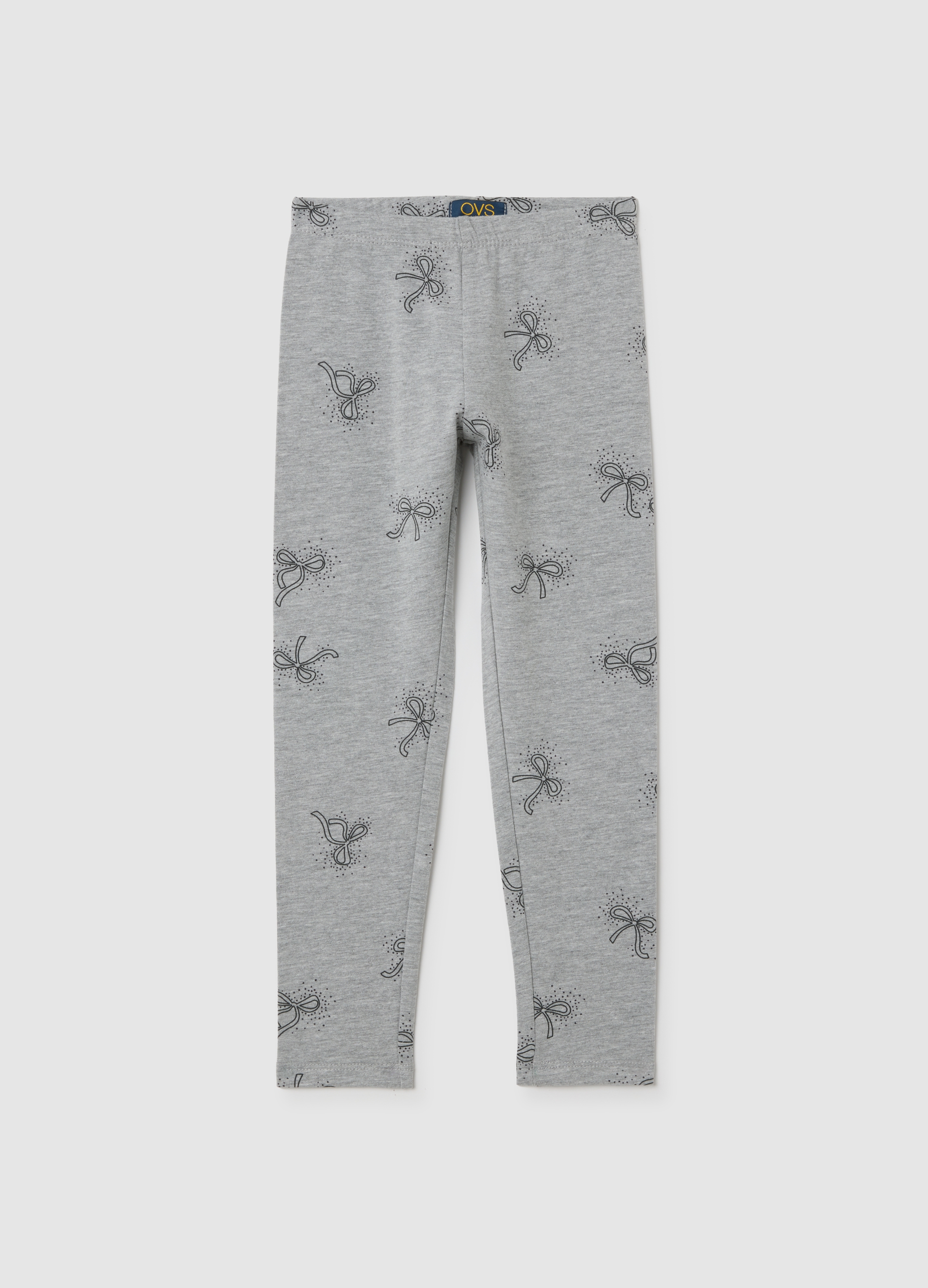 Leggings Da Bambina In Cotone Grigio Elasticizzato, Niña, Gris claro jaspeado, Talla: 9-10