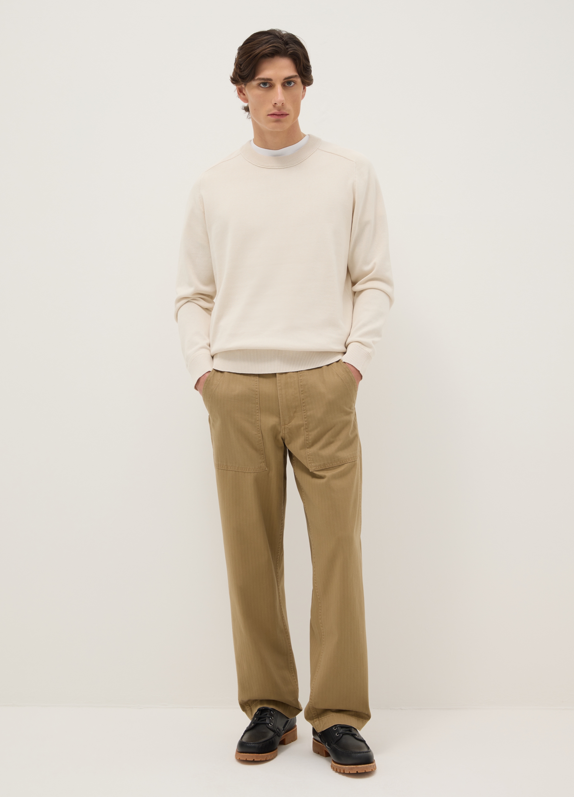 Pantalones Chinos Marrones De Puro Algodón, Ajuste Regular, Hombre, Marrón oscuro, Talla: 56