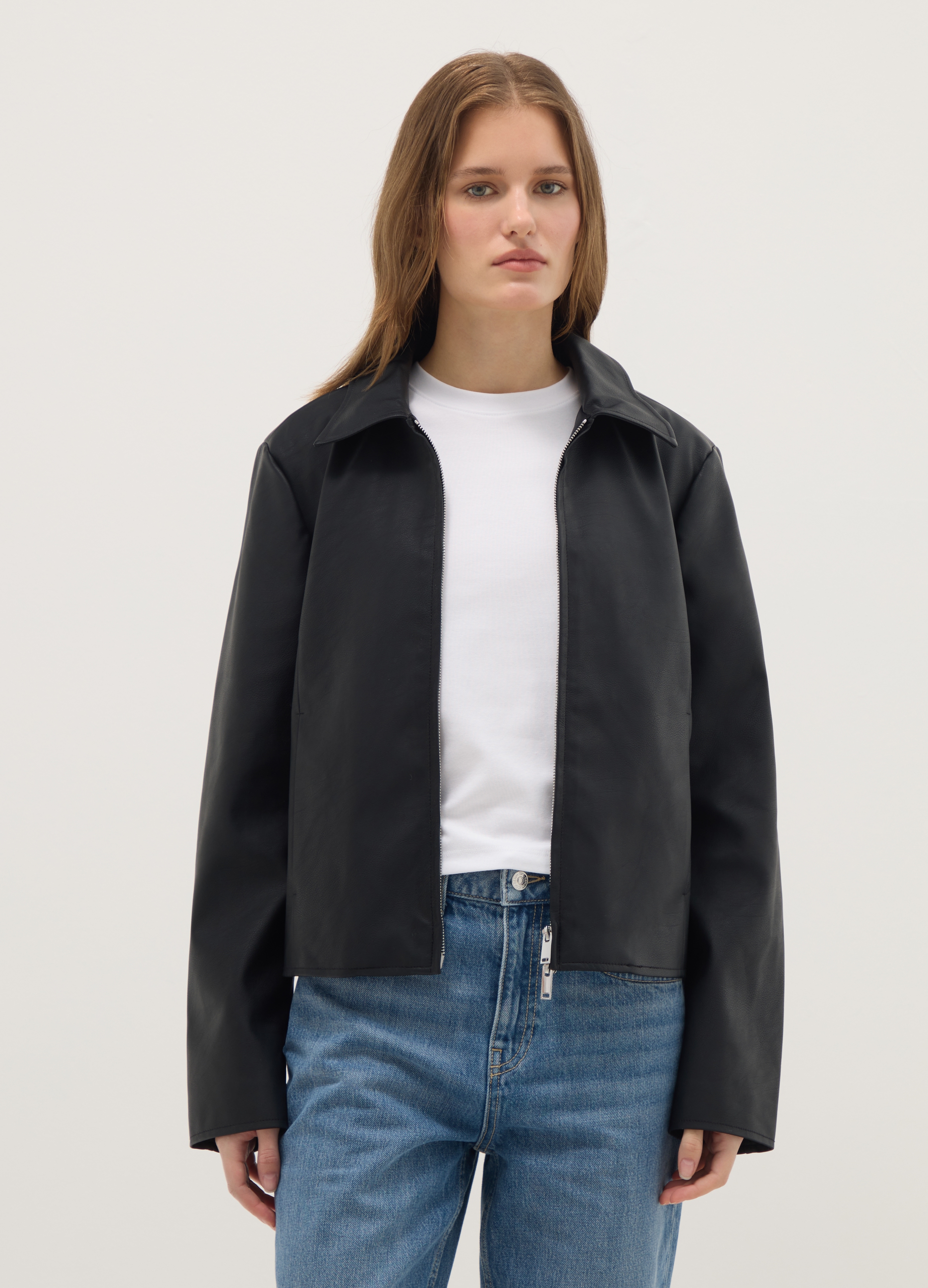 Chaqueta Negra Regular Fit Con Cremallera, Mujer, Gunmetal, Talla: L