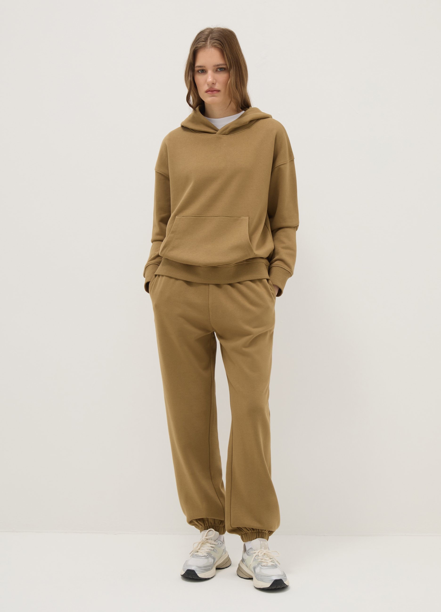 OVS, Felpa In Misto Cotone Beige Regular Fit Con Cappuccio, Donna, Beige, Taglia: XS