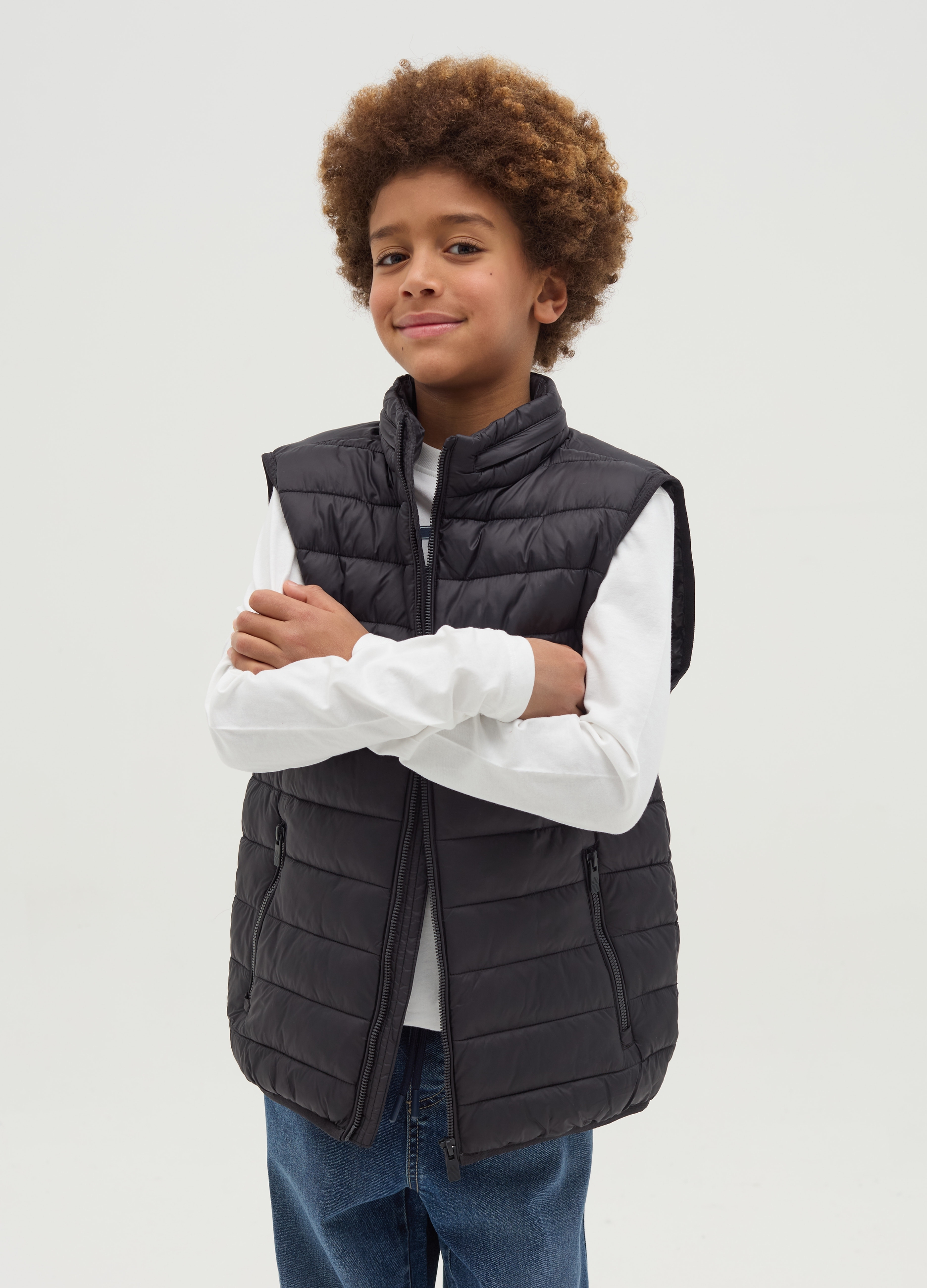 OVS, Gilet Ultralight Idrorepellente, Bambino, Nero, Taglia: 14-15
