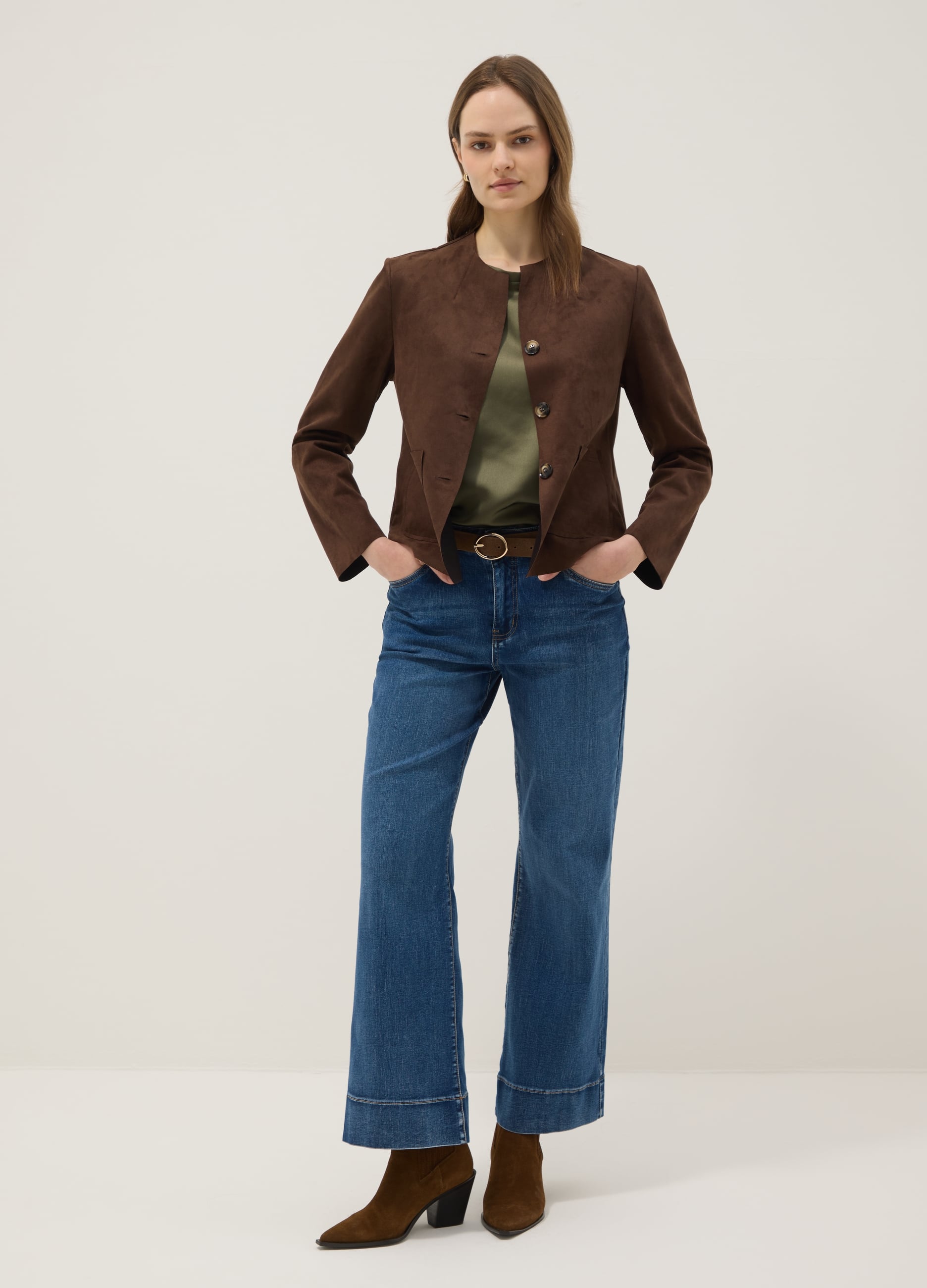 HYBRID, Giacca Marrone Regular Fit Con Tasche Frontali, Donna, Marrone, Taglia: L/XL
