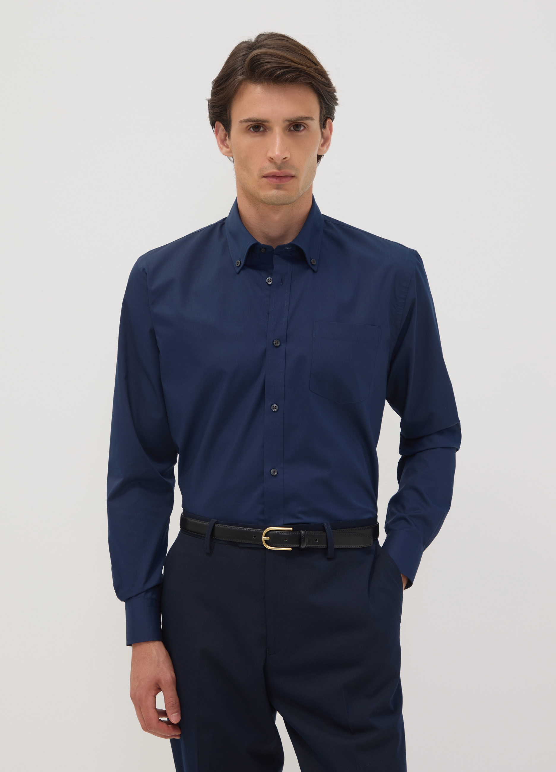 OVS, Camicia Blu Regular Fit Con Collo Button Down Easy Iron, Uomo, Blu, Taglia: 42