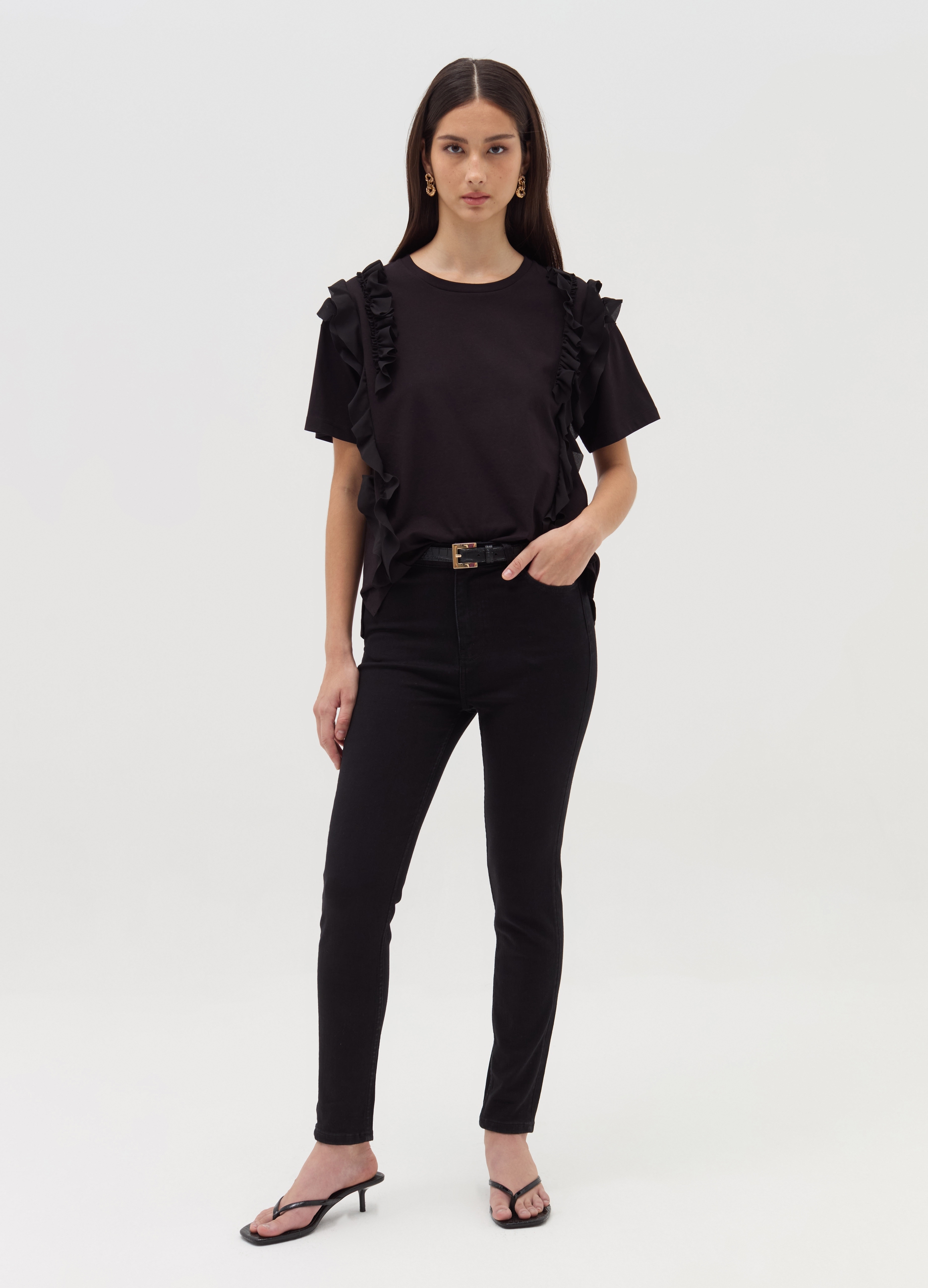 Vaqueros Skinny Fit Con Cinco Bolsillos, Mujer, Negro, Talla: 34