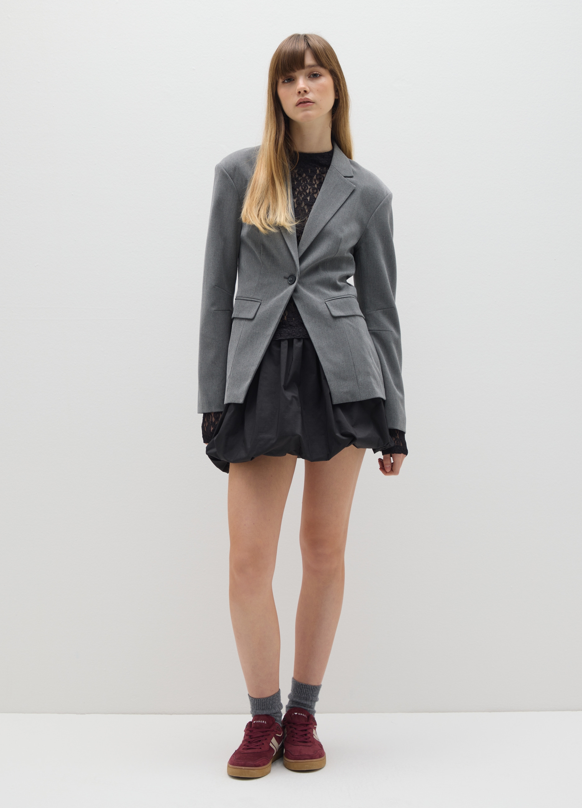 B.ANGEL, Blazer Grigio Slim Fit Con Reverse E Bottone, Donna, Grigio, Taglia: S