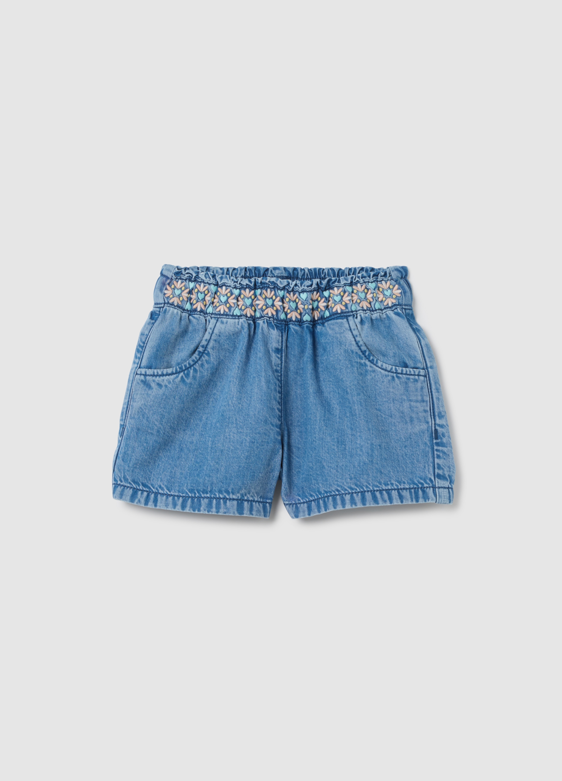 FAGOTTINO, Shorts De Bebé En Denim De Ajuste Regular Con Bordados, Niña, Azul, Talla: 18-24
