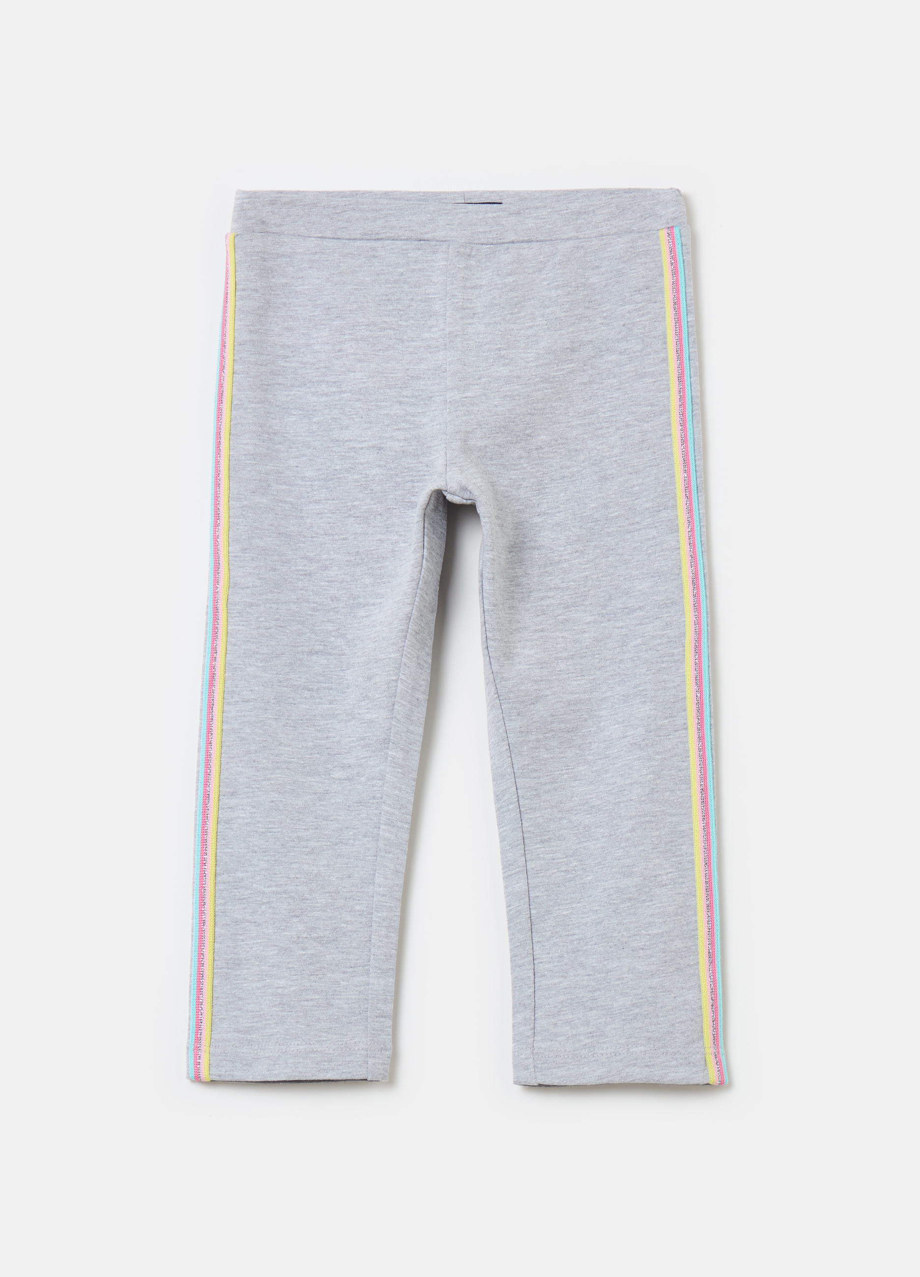 OVS, Leggings Con Bande Laterali A Righe, Bambina, Grigio, Taglia: 4-5