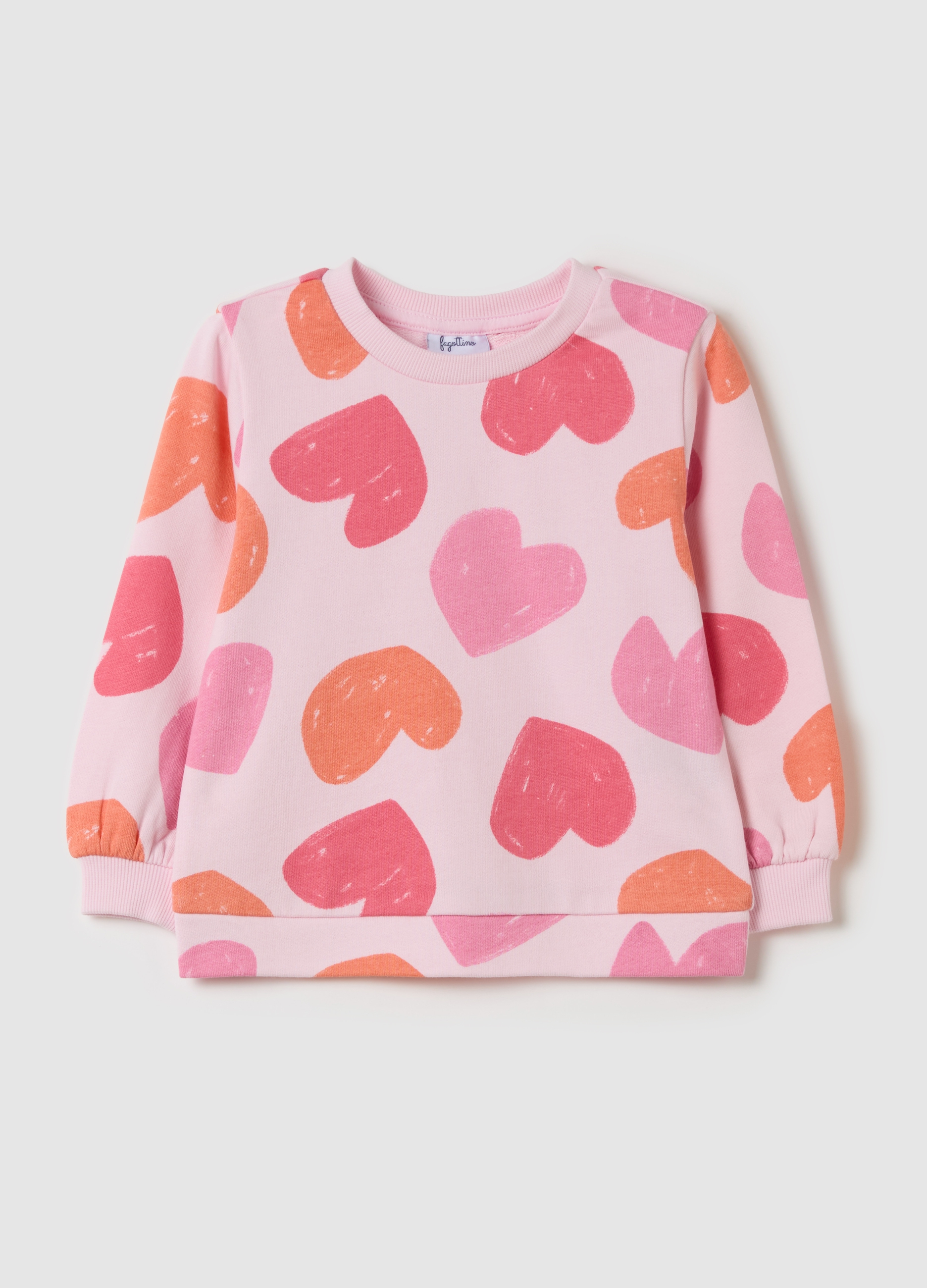 FAGOTTINO, Felpa In French Terry Con Stampa, Bambina, Rosa, Taglia: 9-12