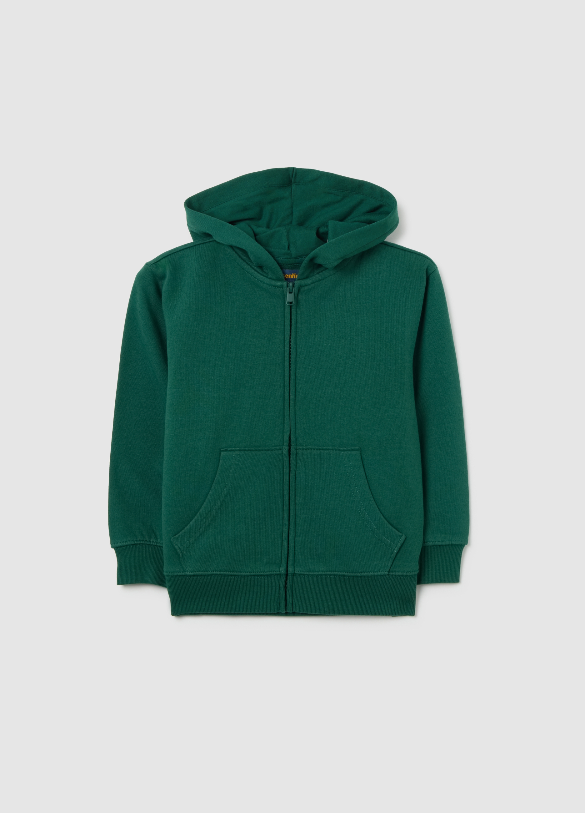 OVS KIDS, Felpa Da Bambino In Puro Cotone Verde Over Fit Con Zip E Cappuccio, Niño, Verde oscuro, Talla: 6-7