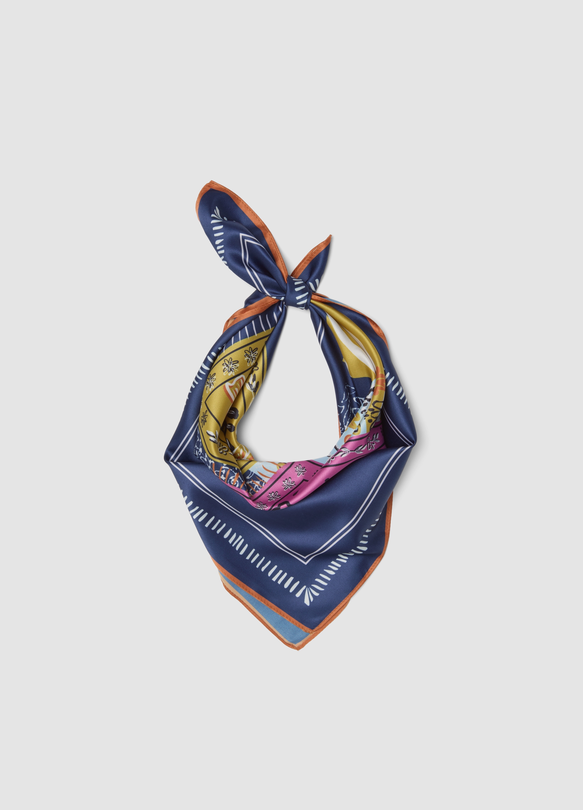 OVS, Foulard Blu Con Fantasia Multicolore, Donna, Blu, Taglia: ONE SIZE