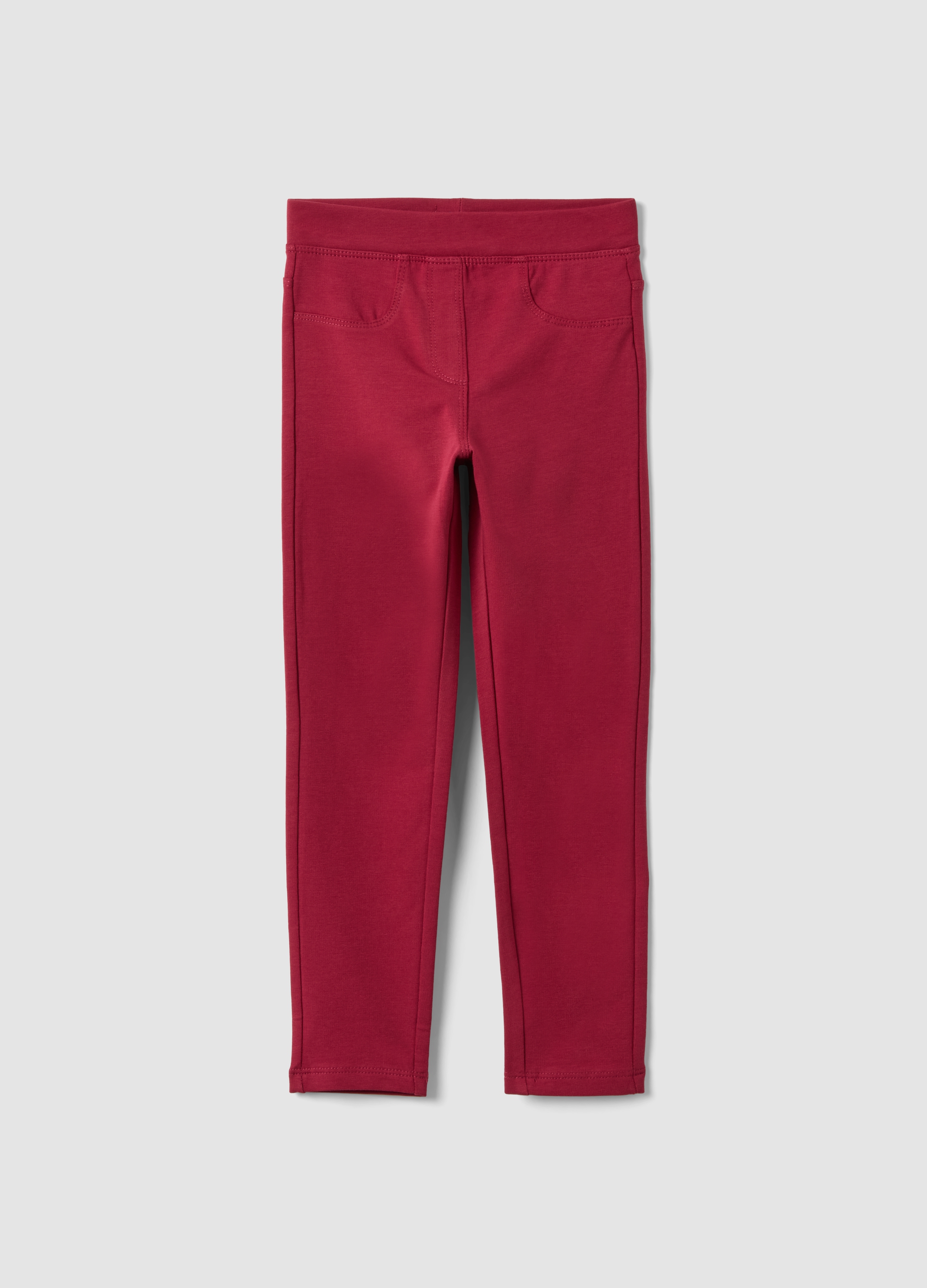 OVS KIDS, Treggings Rossi In Cotone Organico Elasticizzato Slim Fit Per Bambina, Rosso, Taglia: 9-10