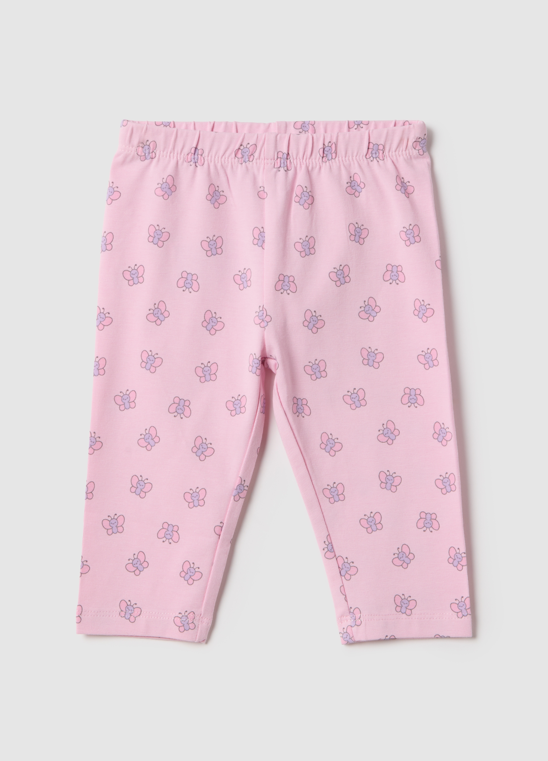 FAGOTTINO, Leggings De Algodón Rosa Elástico Para Niñas Ajustados Con Mariposas, Niña, Rosa pastel, Talla: 24-30