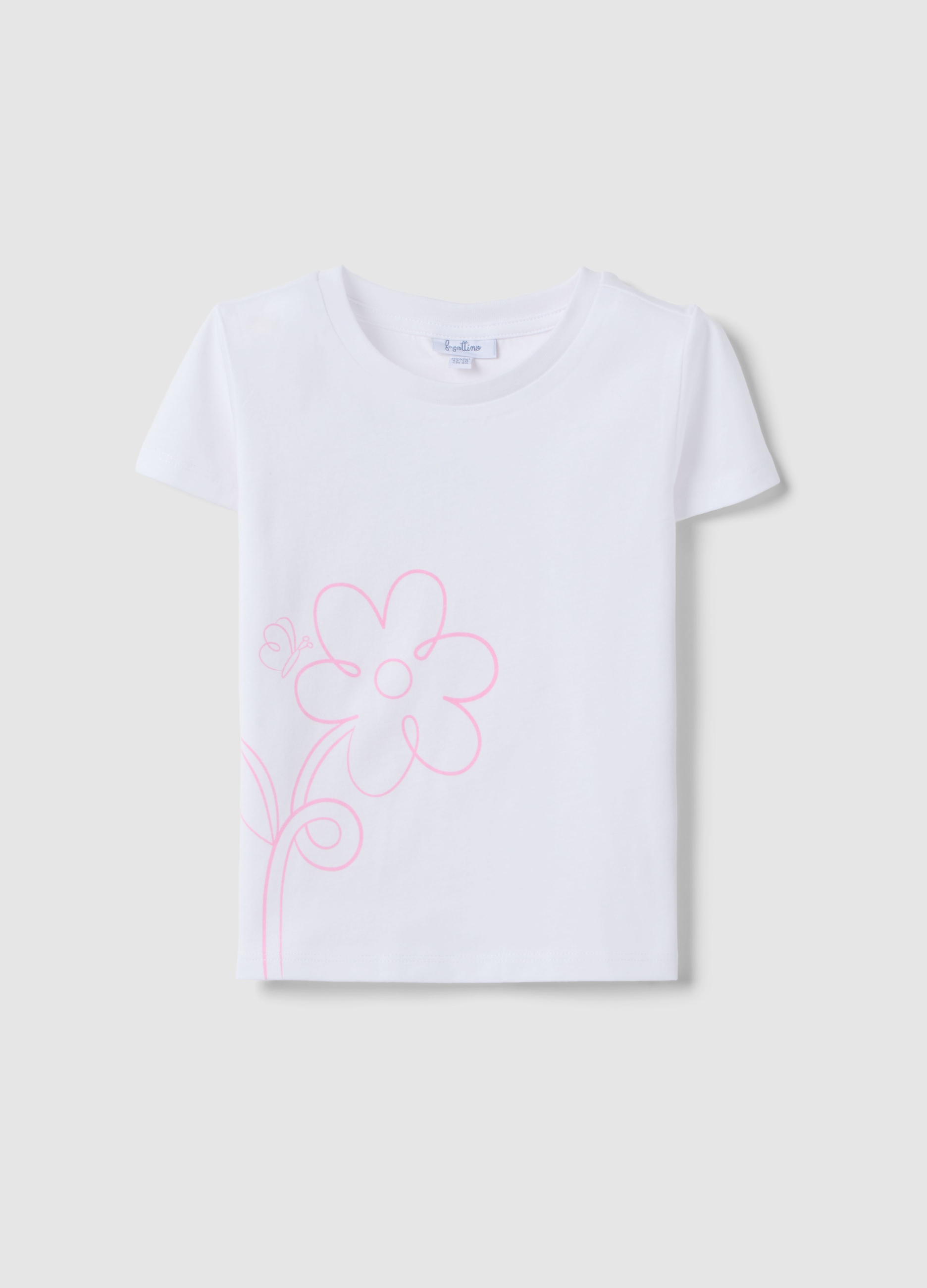 FAGOTTINO, Camiseta Blanca De Niña En Puro Algodón, Ajuste Regular Con Estampado, Niña, Blanco óptico, Talla: 12-18