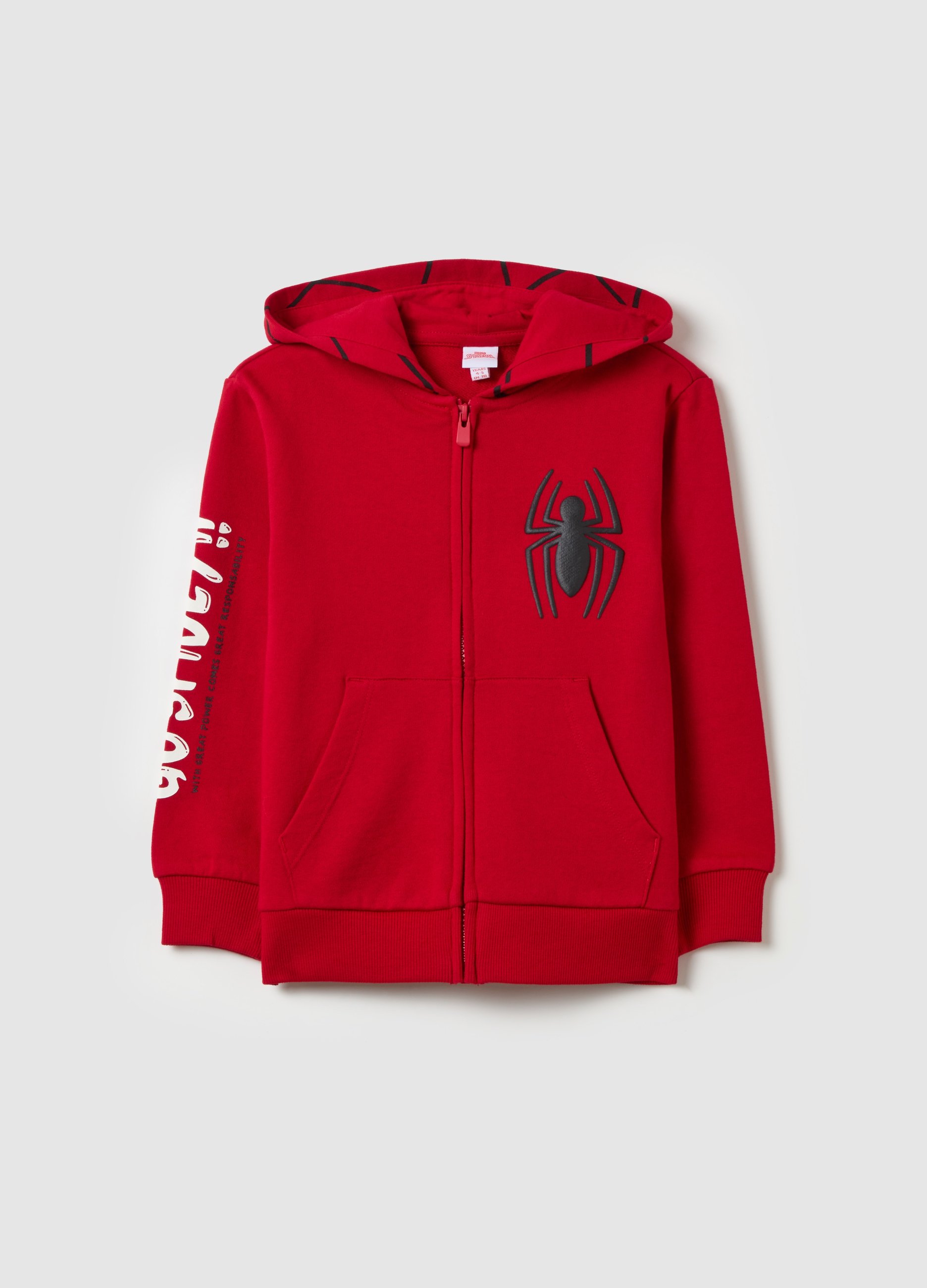 MARVEL, Sudadera Con Cremallera Y Capucha Y Bordado Spidey, Niño, Rojo, Talla: 6-7
