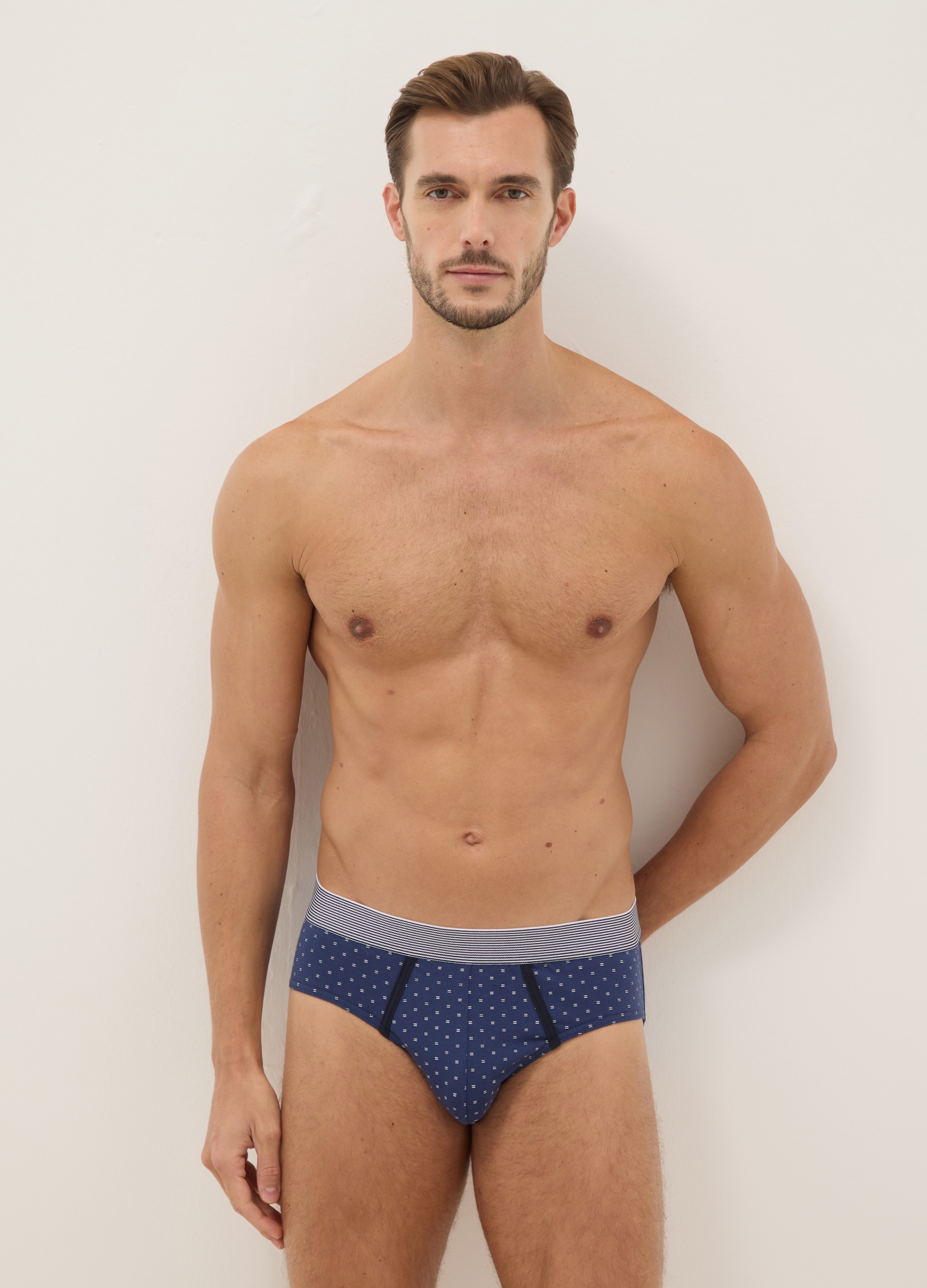 Pack De Tres Calzoncillos Multicolor Regular Fit De Algodón Elástico, Hombre, Blanco/azul, Talla: S