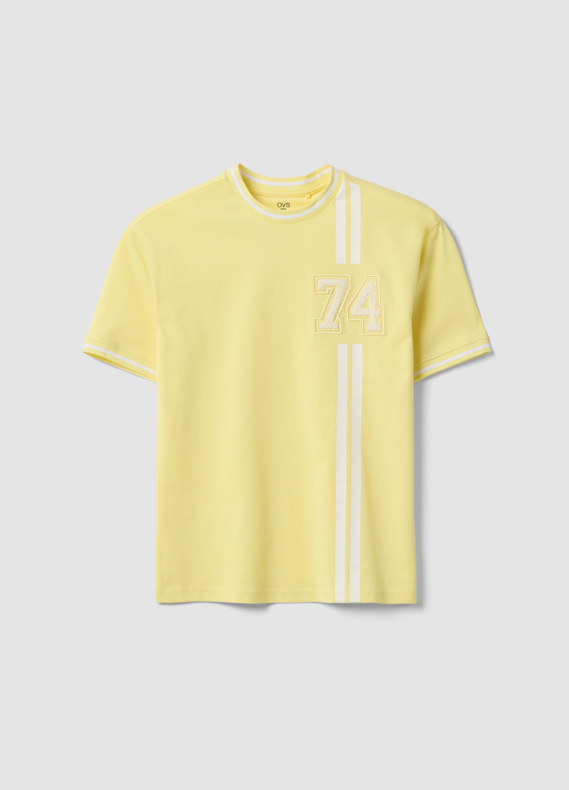 OVS KIDS, T-shirt In Puro Cotone Gialla Da Ragazzo Relaxed Fit Con Numero, Bambino, Giallo, Taglia: 12-13