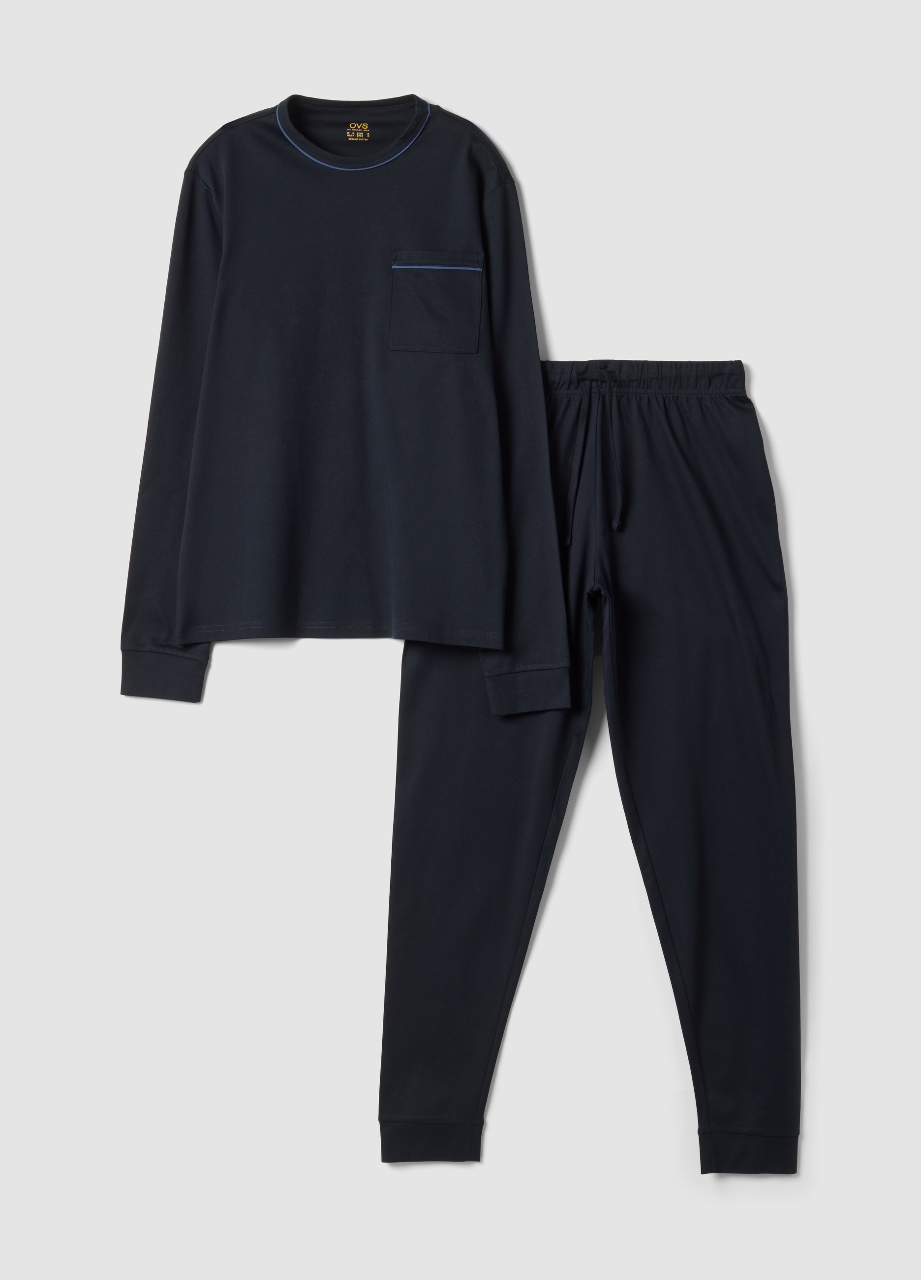 OVS, Pigiama Blu In Puro Cotone Organico Con Girocollo, Uomo, Blu, Taglia: XL