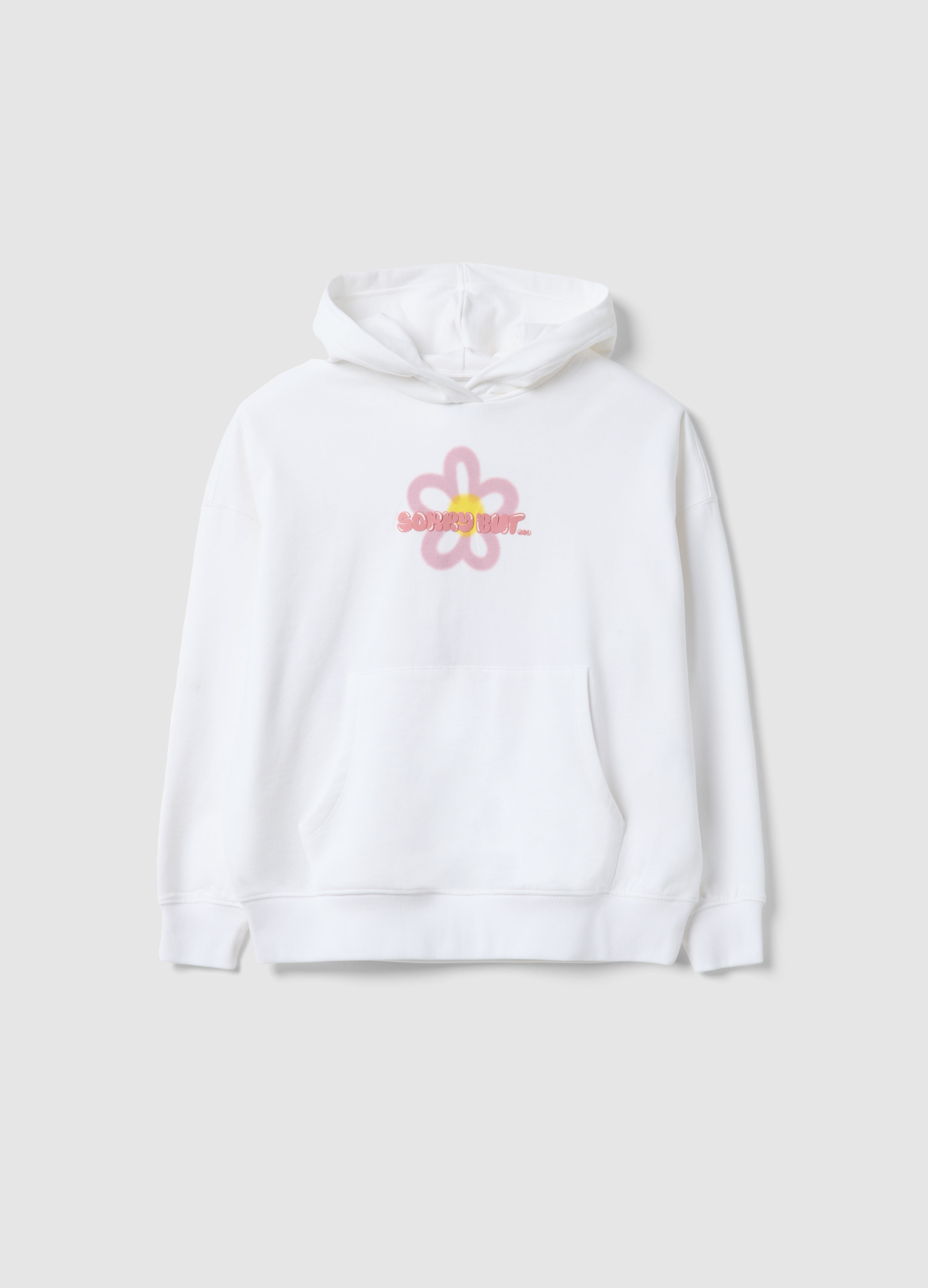 OVS KIDS, Sudadera Blanca De Algodón Puro Oversized Para Chicas Con Flor, Niña, Blanco óptico, Talla: 11-12