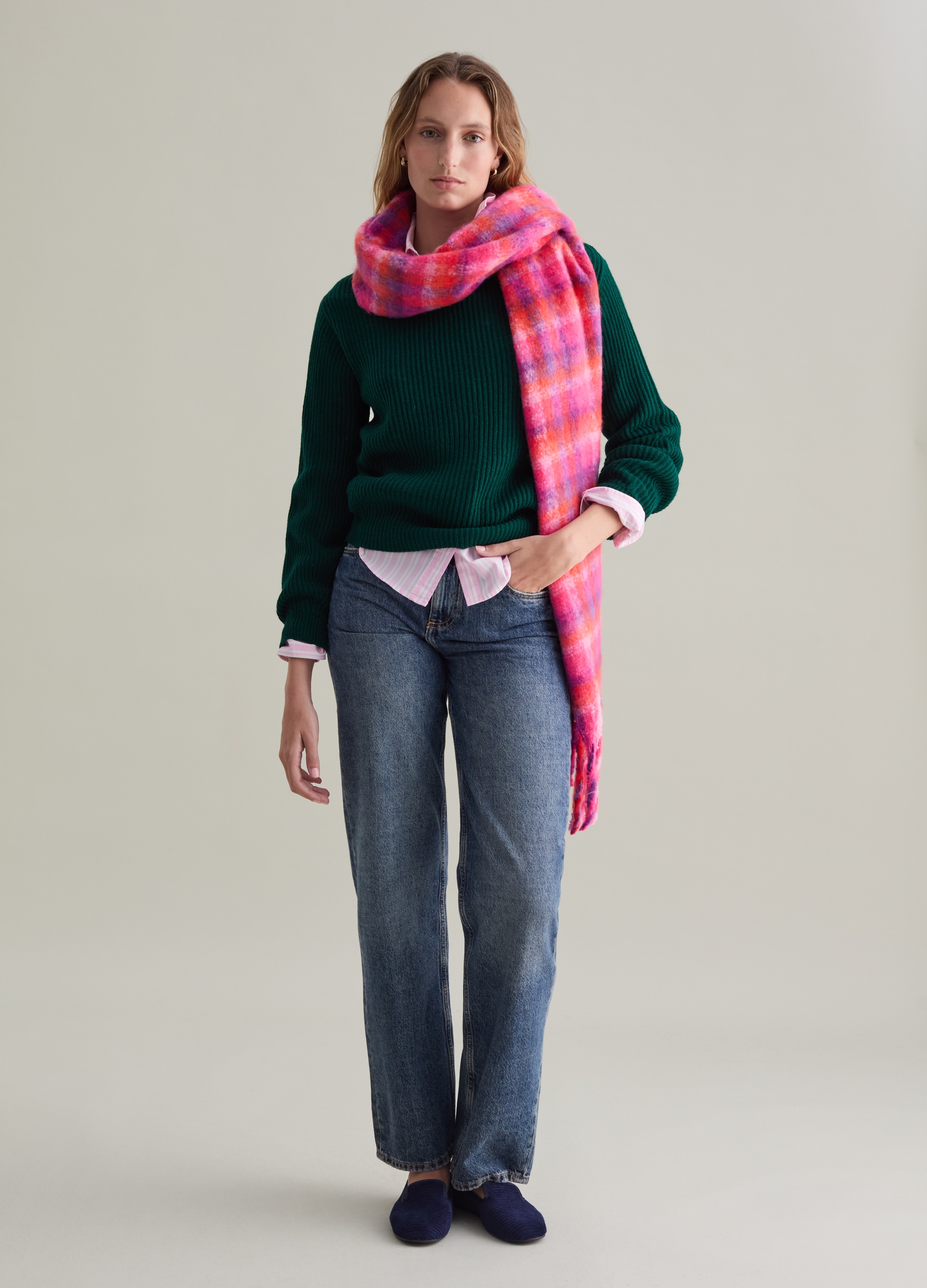 PIOMBO, Jersey De Canalé Inglés Con Cuello Redondo, Mujer, Verde bosque, Talla: 36