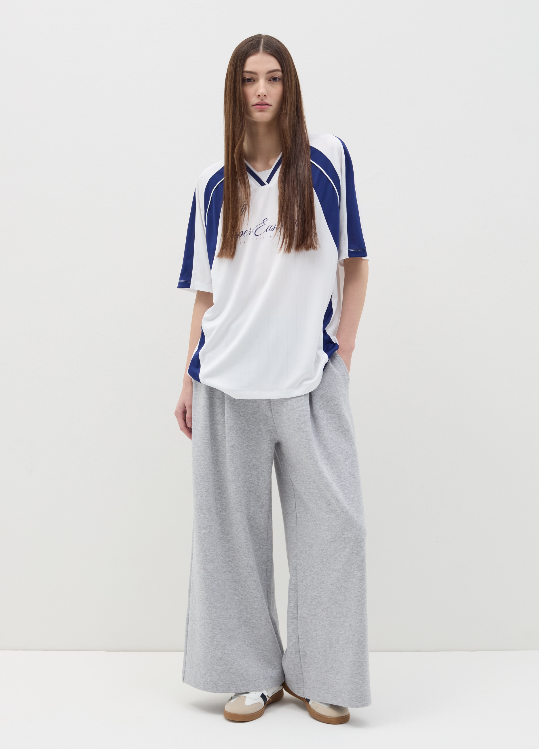 OVS, Joggers A Gamba Larga Con Dettaglio In Vita, Donna, Grigio, Taglia: XS