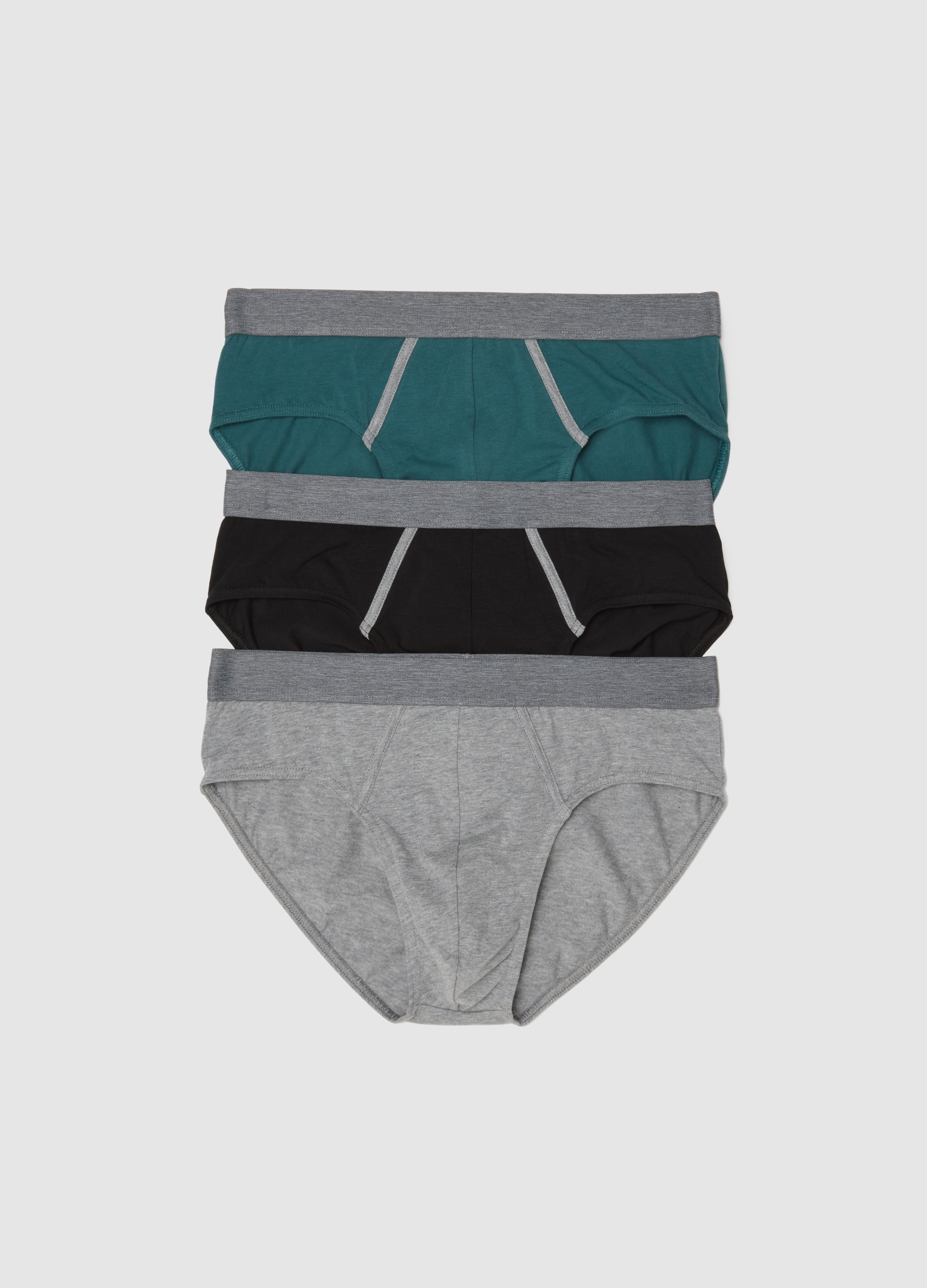 Tripack De Slips De Algodón Elástico Multicolor Regular Fit, Hombre, Grey/Black, Talla: M