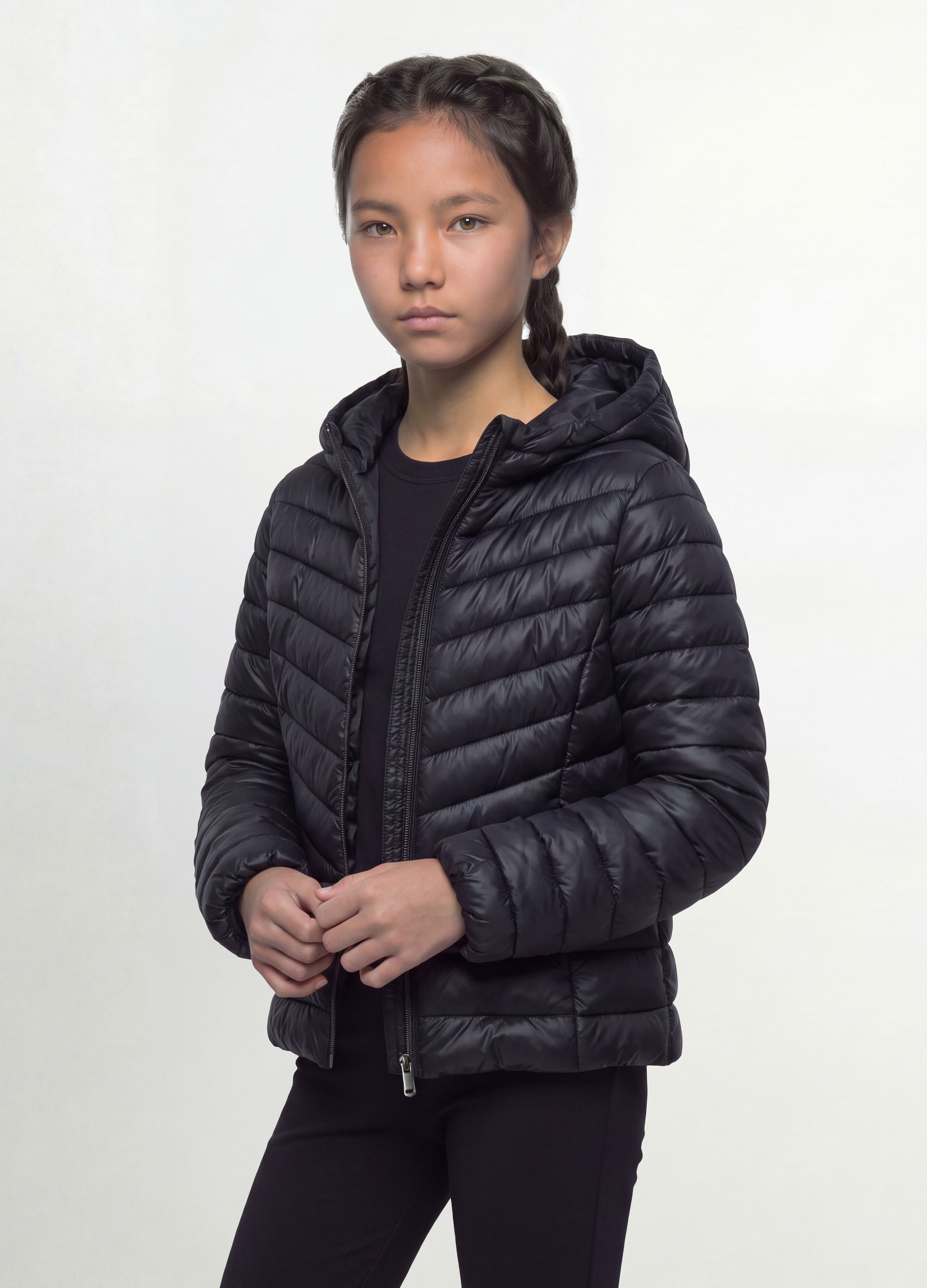 OVS KIDS, Giacca Ultralight Imbottita Nera Con Cappuccio E Zip Per Ragazza, Bambina, Nero, Taglia: 13-14