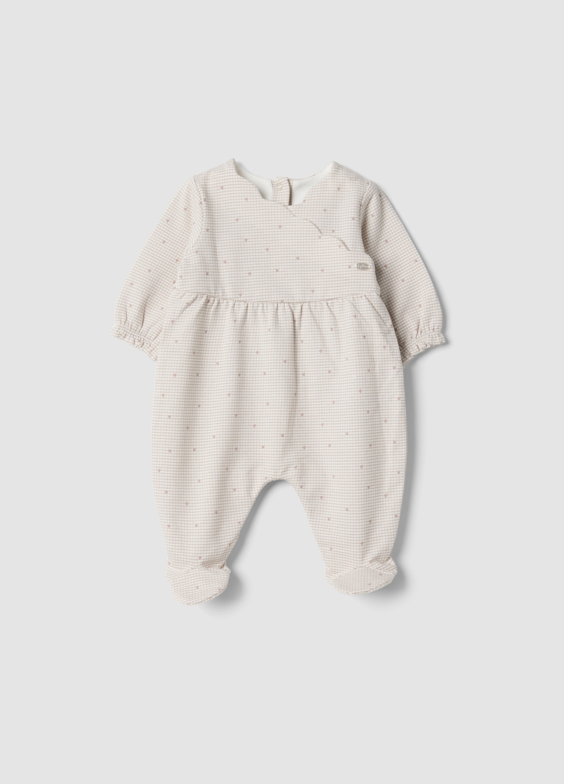 FAGOTTINO, Tutina Bianca In Puro Cotone Organico Con Stampa A Quadretti, Neonata, Bianco, Taglia: 0-1