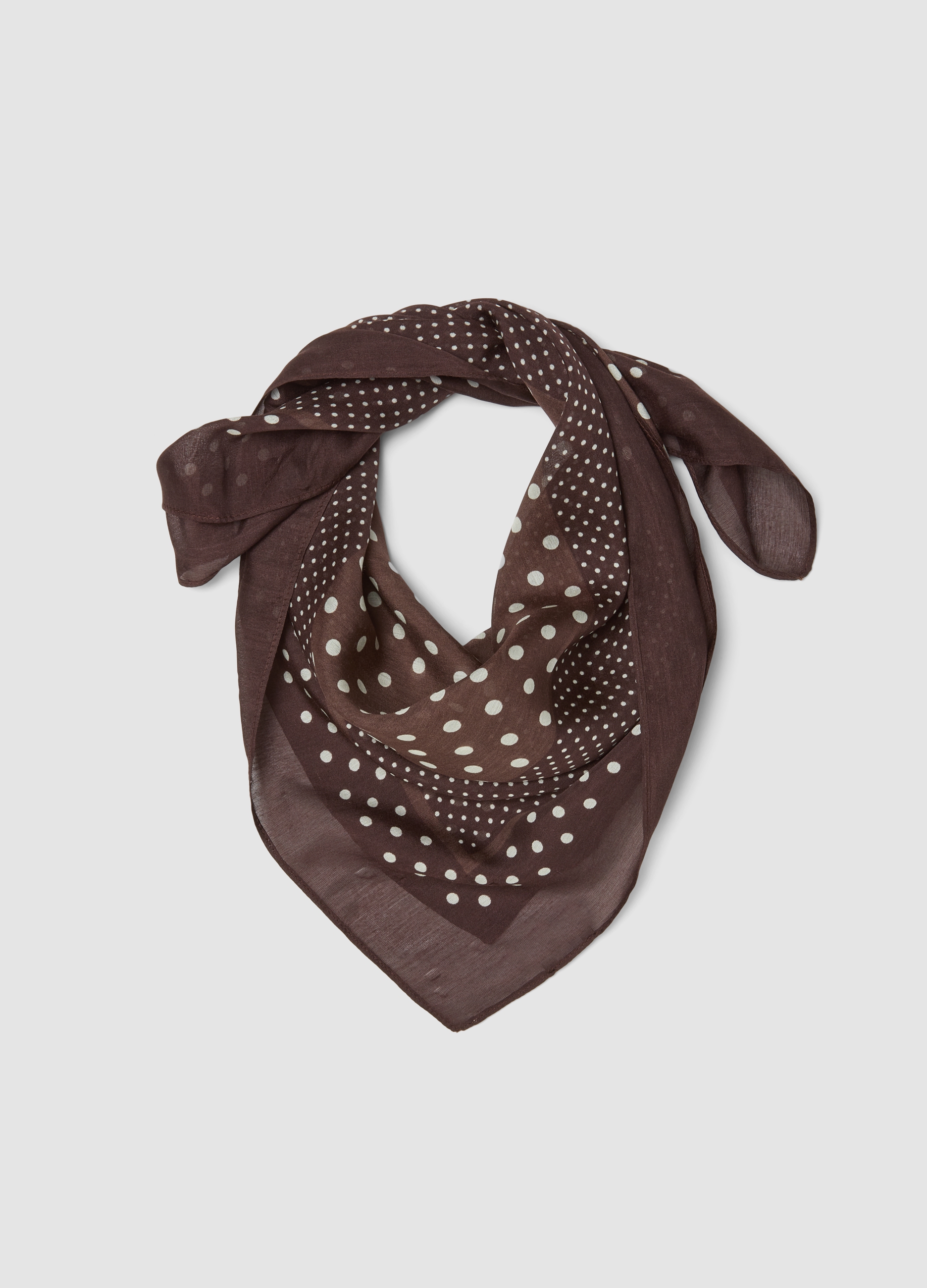 LES COPAINS, Sciarpa Marrone In Misto Modal E Seta A Pois, Donna, Marrone, Taglia: ONE SIZE