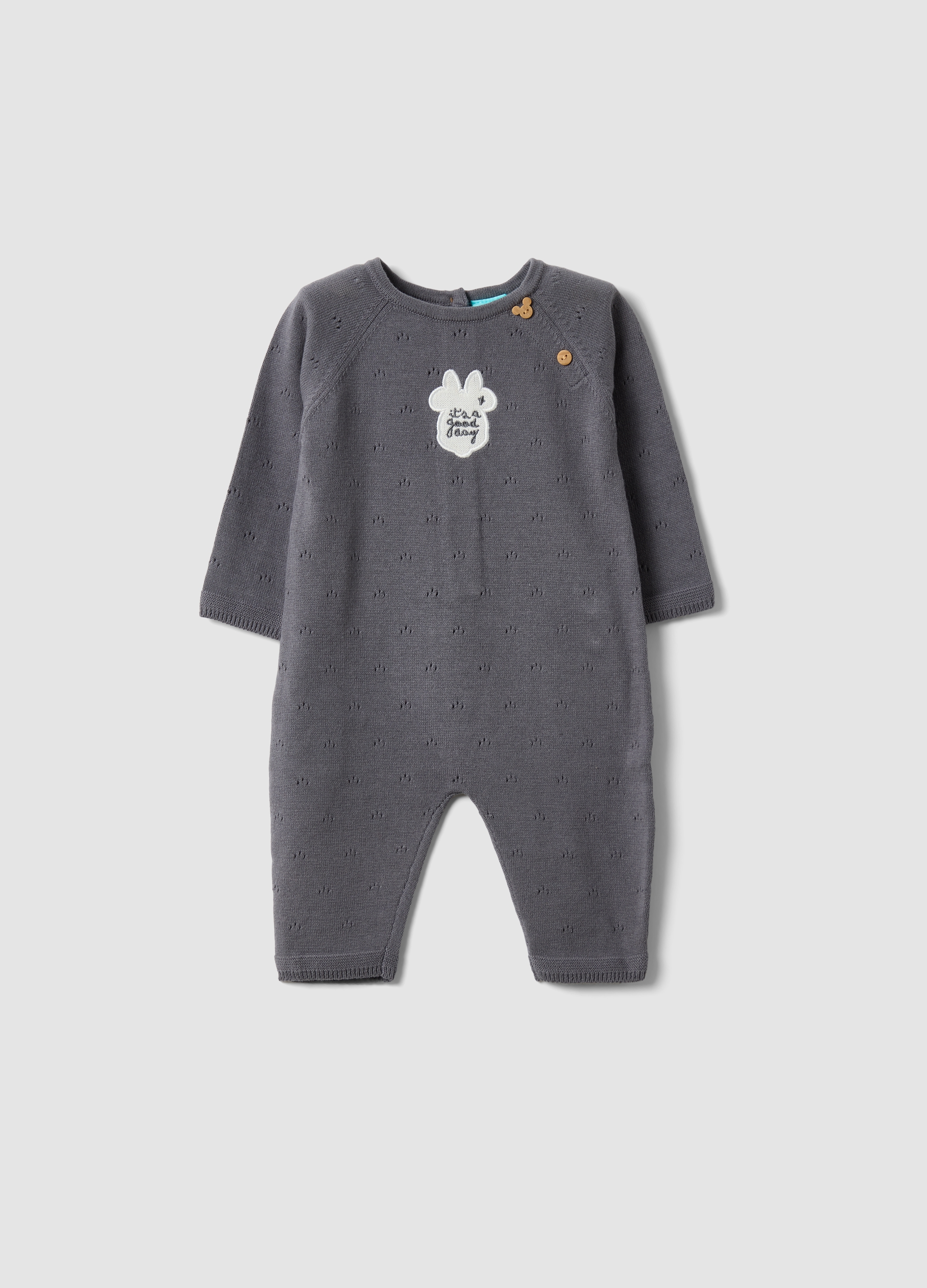 FAGOTTINO, Tutina Traforata Grigia In Puro Cotone Con Ricamo Minnie, Neonata, Grigio, Taglia: 6-9