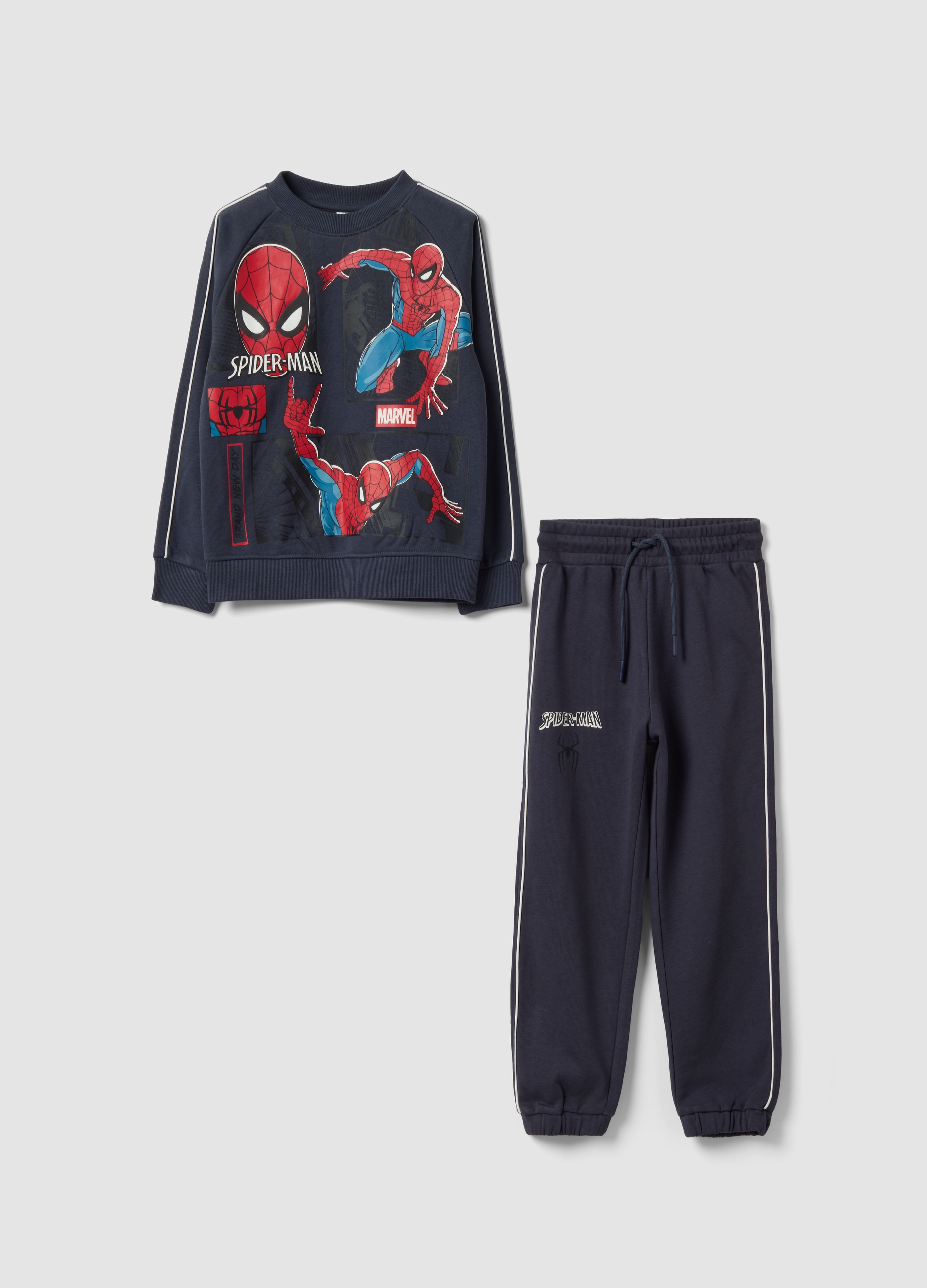 MARVEL, Tuta Jogging Over Nera In Misto Cotone Con Stampa Marvel Spider-man Per Bambino, Nero, Taglia: 3-4