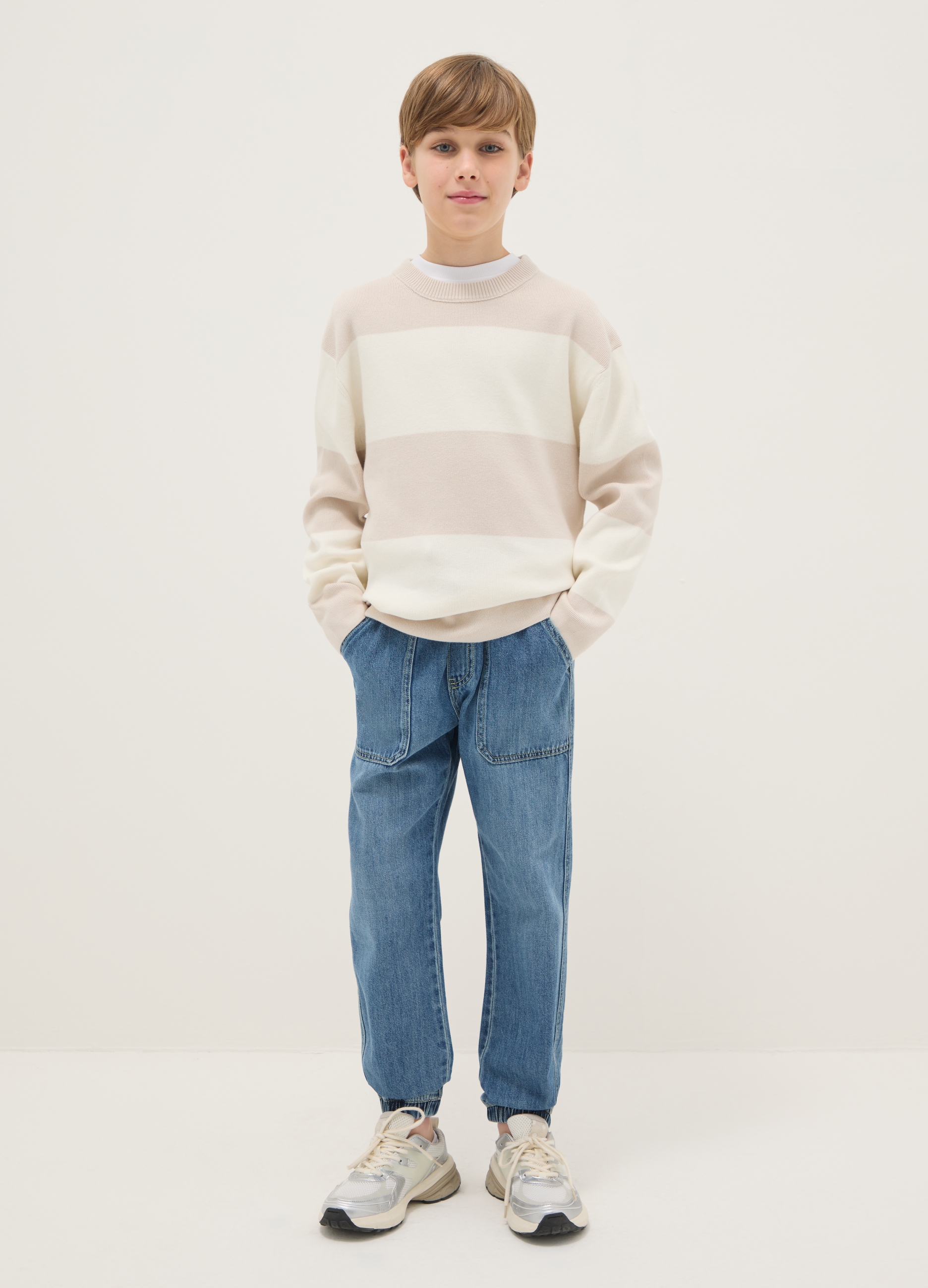 REPUBLIC OF DENIM, Jeans Jogger In Misto Cotone Blu Da Ragazzo Regular Fit, Bambino, Denim, Taglia: 10-11