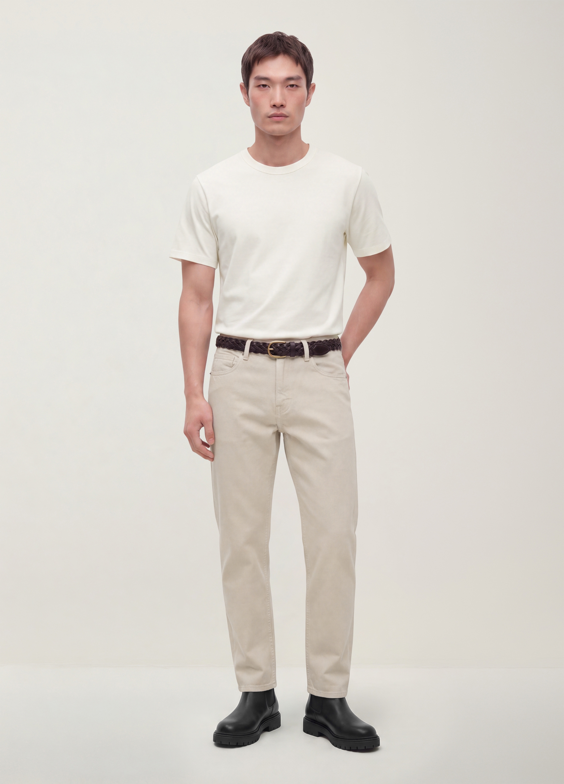 REPUBLIC OF DENIM, Jeans Beige In Twill Di Puro Cotone Straight Fit, Uomo, Beige, Taglia: 44