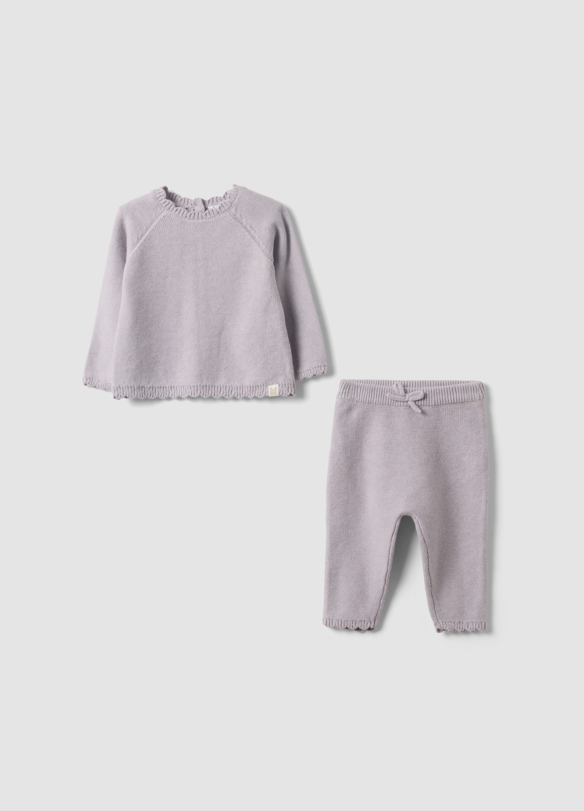 FAGOTTINO, Completo Rosa In Puro Cotone Organico In Maglia Per Neonata, Rosa, Taglia: 6-9